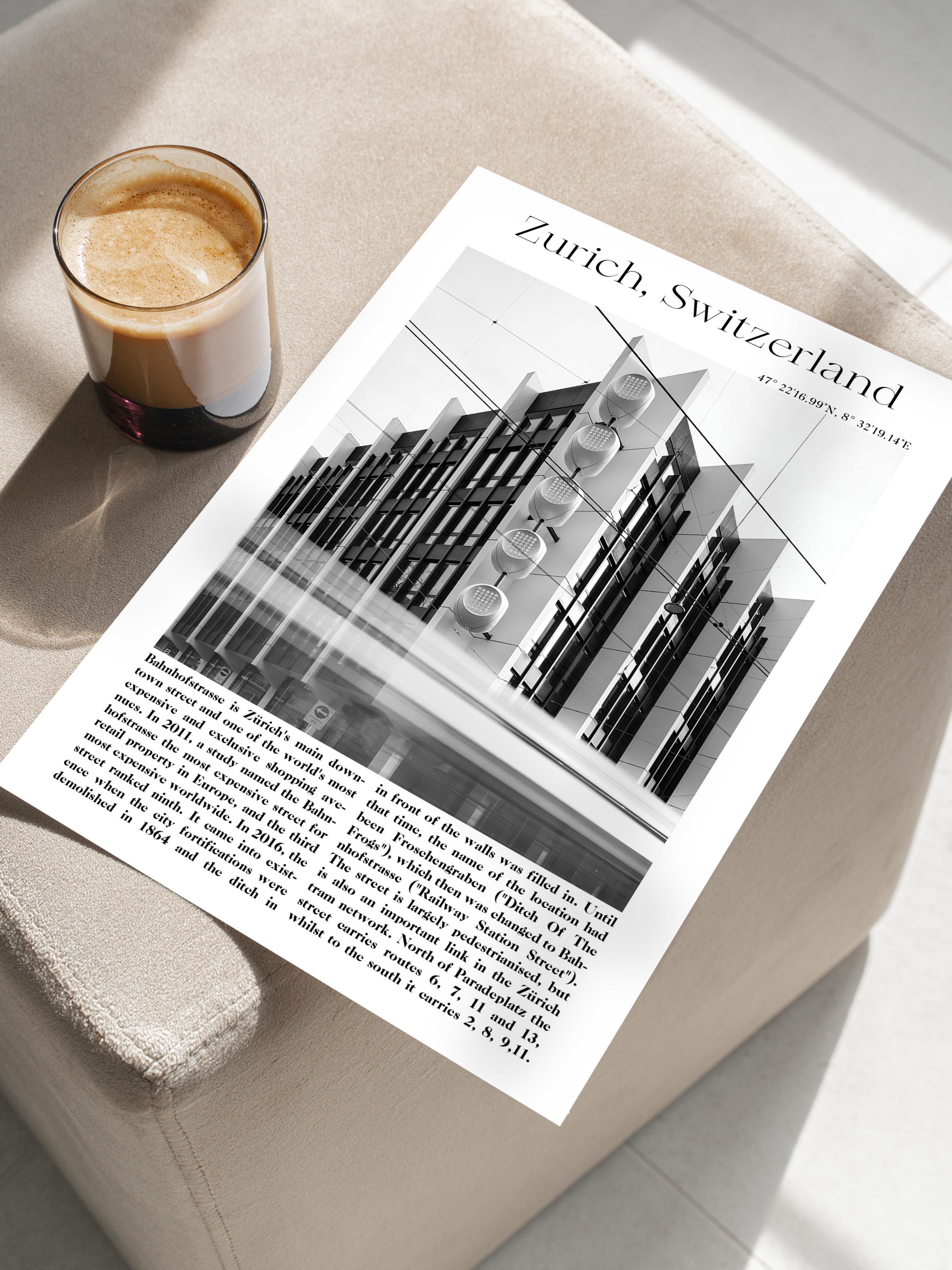 Zürih - İsviçre, Şehir Temalı Poster, Çerçevesiz Duvar Posteri, NO:30049