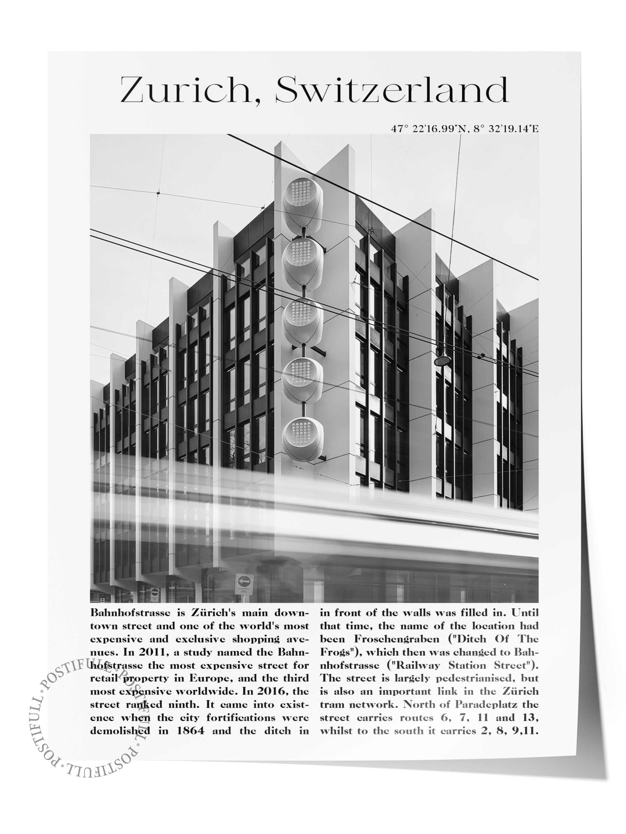 Zürih - İsviçre, Şehir Temalı Poster, Çerçevesiz Duvar Posteri, NO:30049