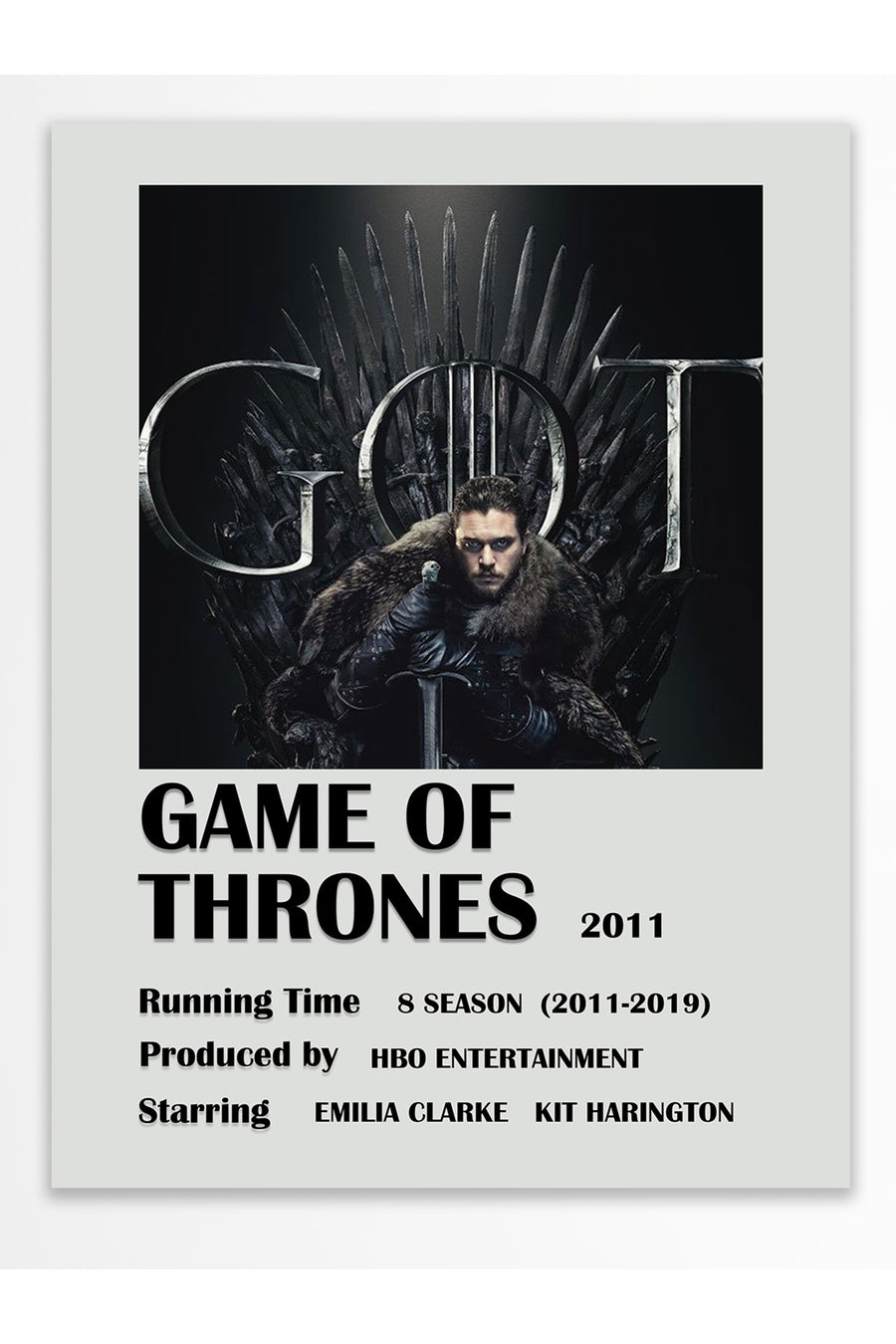 Game of Thrones Film Çerçevesiz Poster