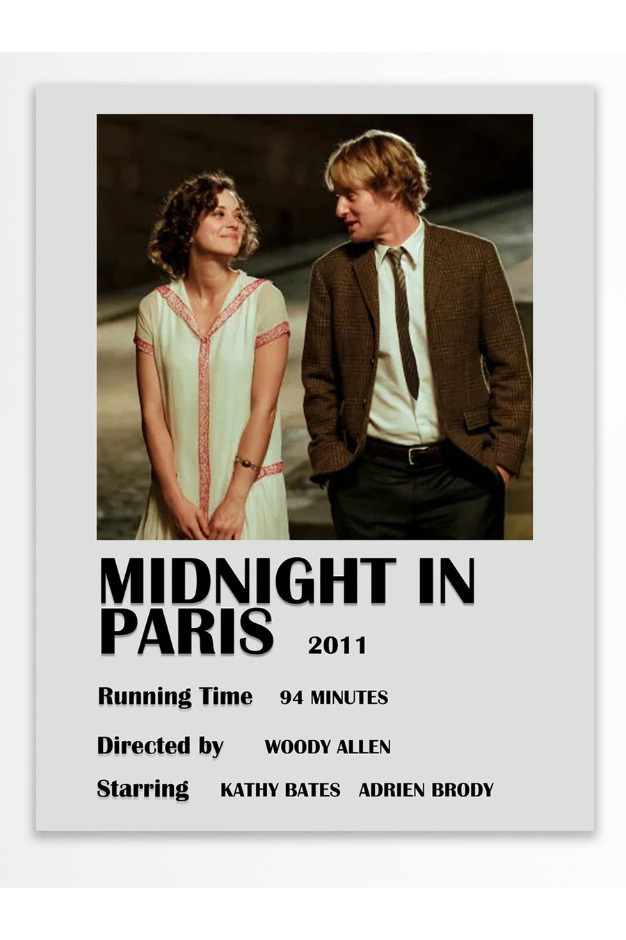 Midnight in Paris Film Çerçevesiz Poster