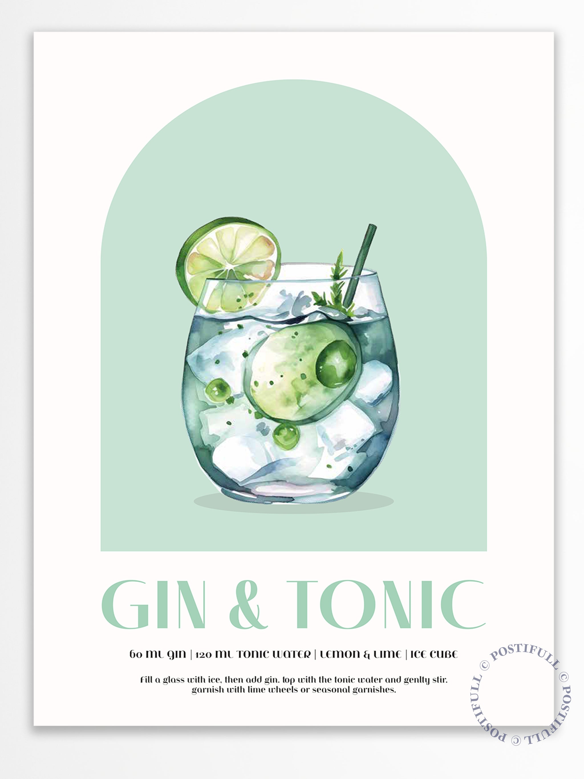Kokteyl Temalı Duvar Posteri Gin & Tonic