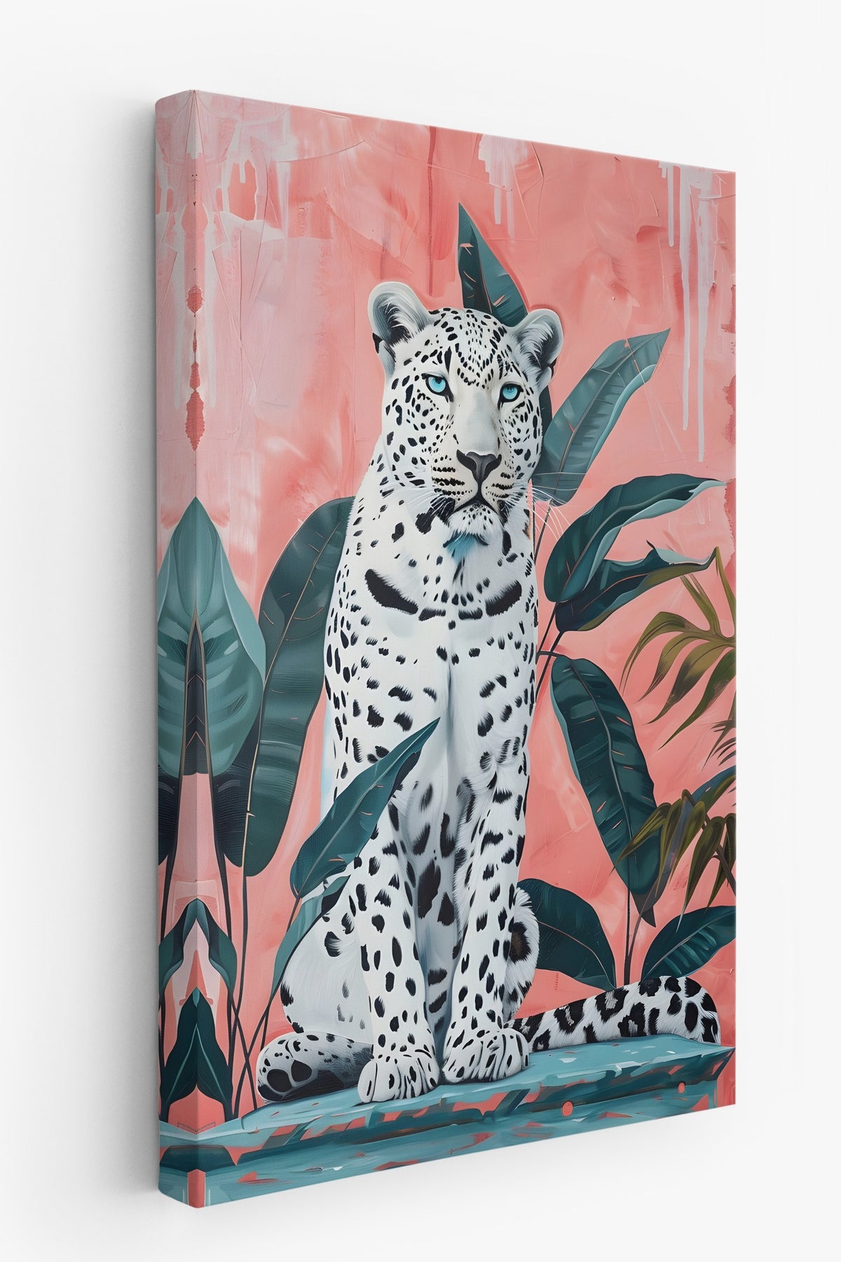 Egzotik Çiçekler ve Leopar Maximalist Kanvas Tablo