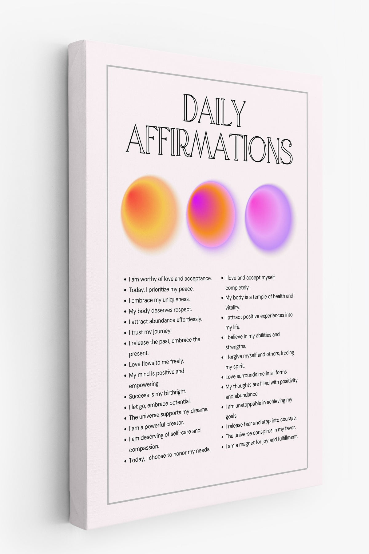 DAILY AFFIRMATIONS Aura Kanvas Tablo