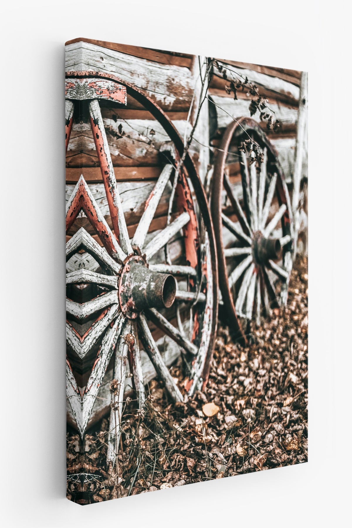 Nostaljik At Arabası Tekerlekleri Rustic Kanvas Tablo