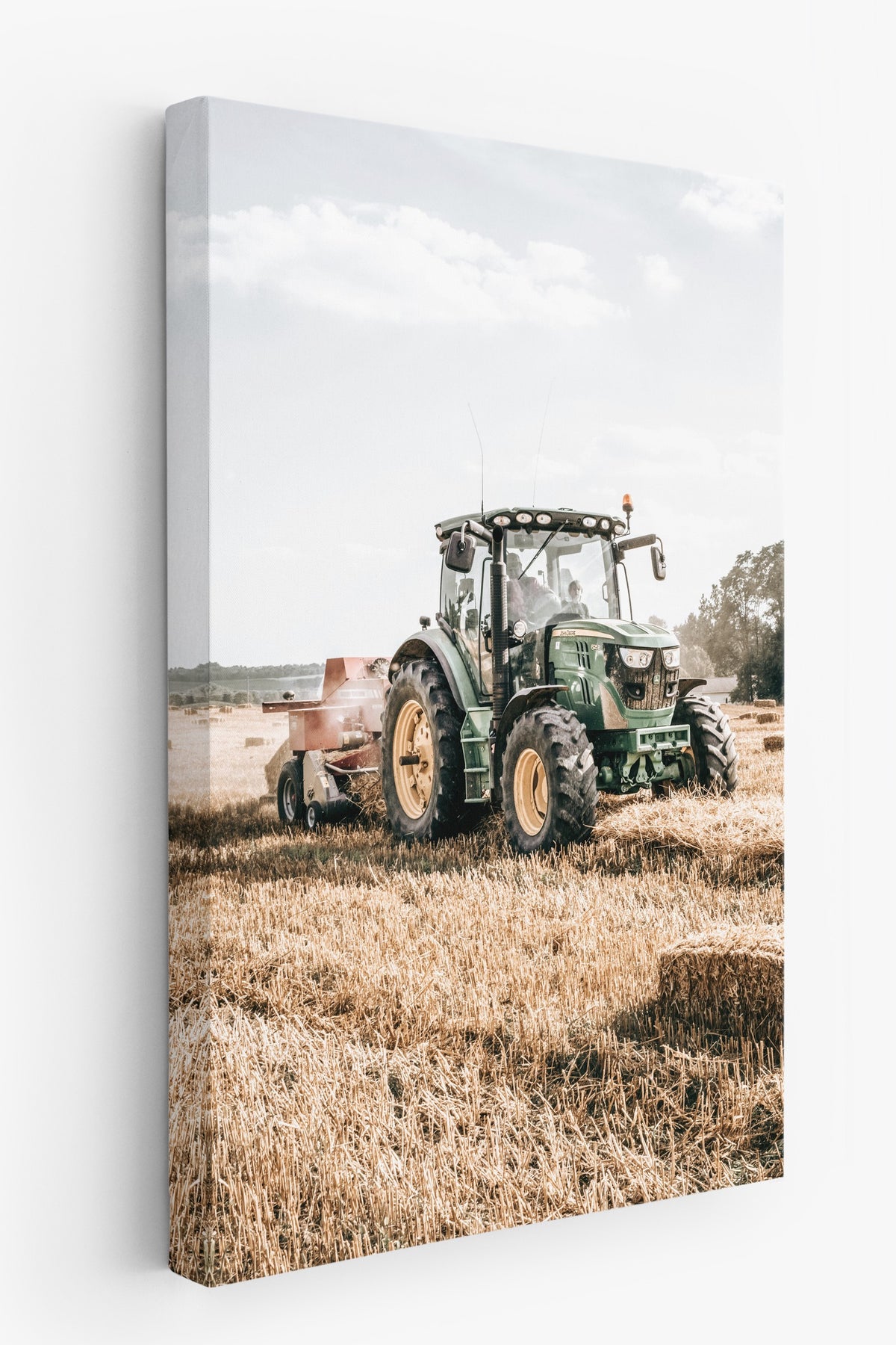 Tarla Manzaralı Traktör Rustic Kanvas Tablo