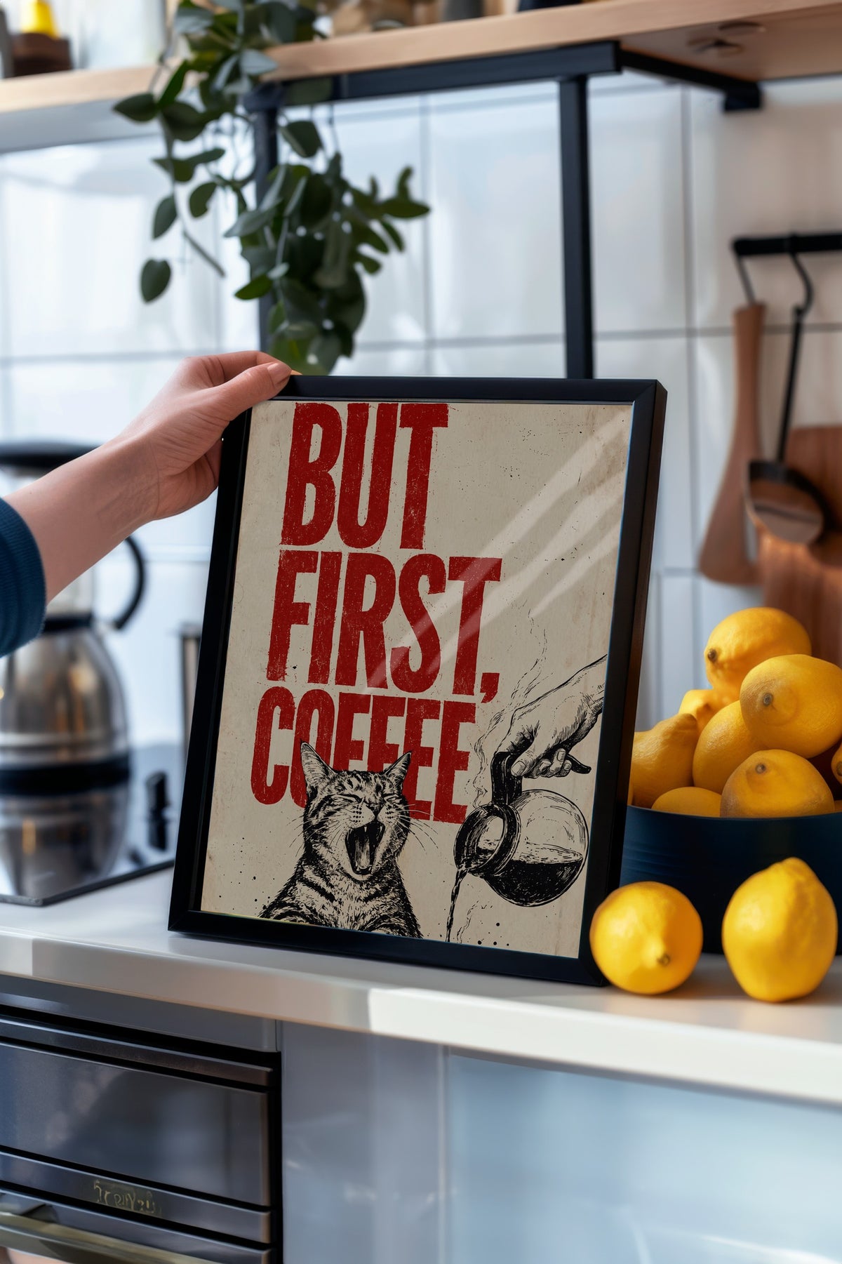 BUT FIRST, COFFEE Poster – Siyah Çerçeveli Tablo