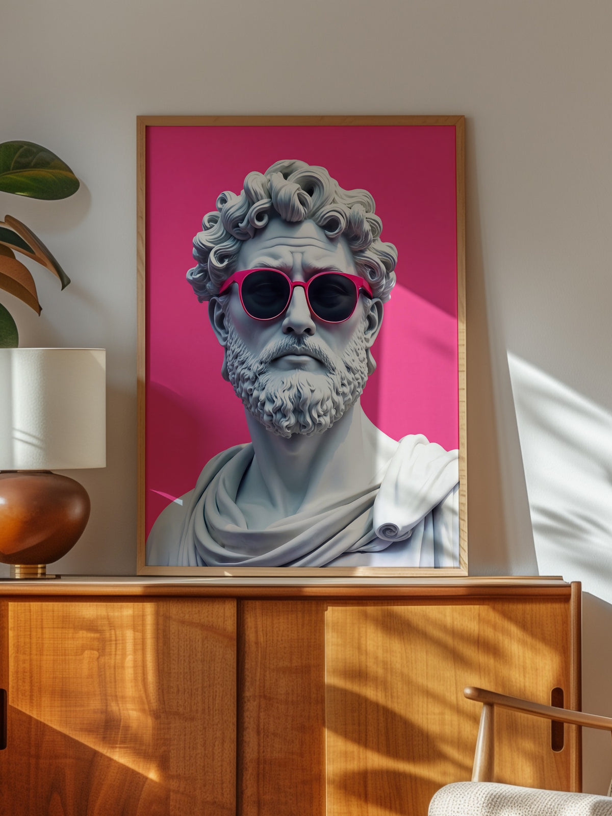 Heykel Büstü ve Gözlük Poster – Ahşap Çerçeveli Tablo