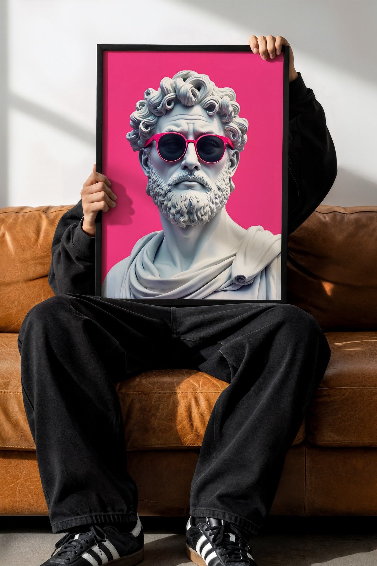 Heykel Büstü ve Gözlük Poster – Siyah Çerçeveli Tablo