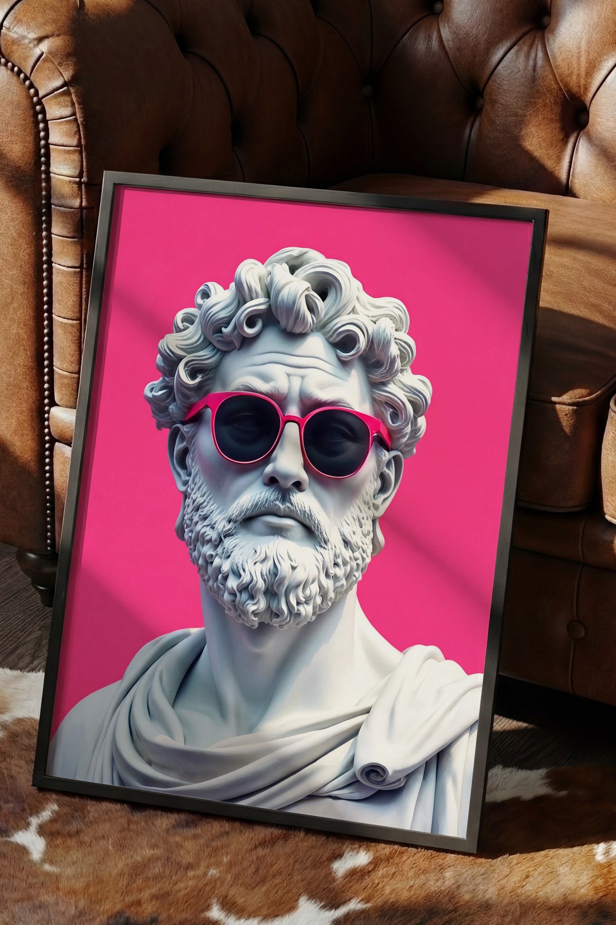 Heykel Büstü ve Gözlük Poster – Siyah Çerçeveli Tablo