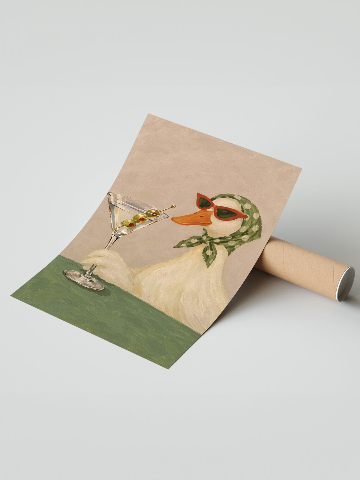 Martini İçen Ördek Çerçevesiz Poster