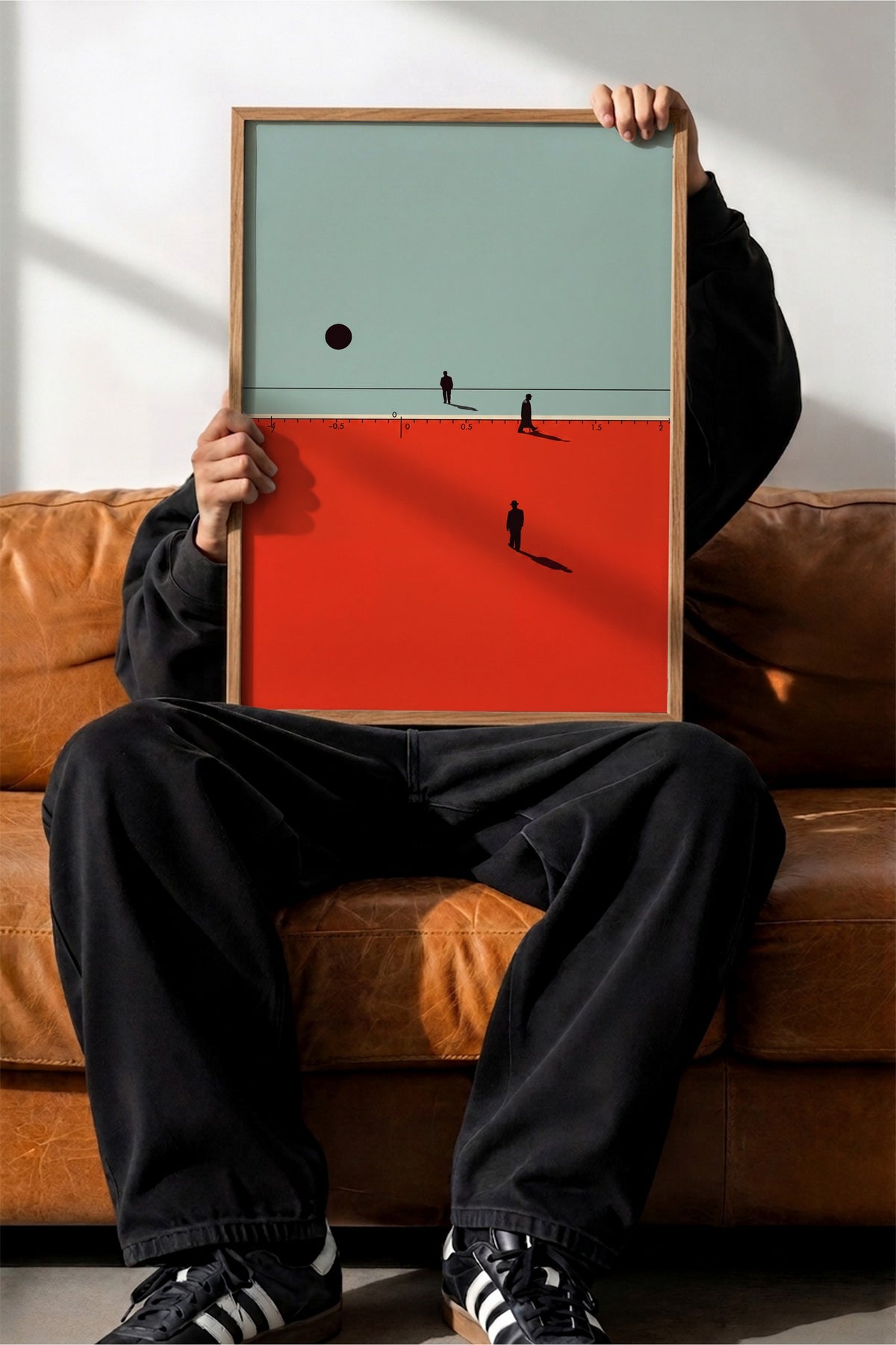 Sayı Doğrusunda Yürüyen Siluetler Poster – Ahşap Çerçeveli Tablo