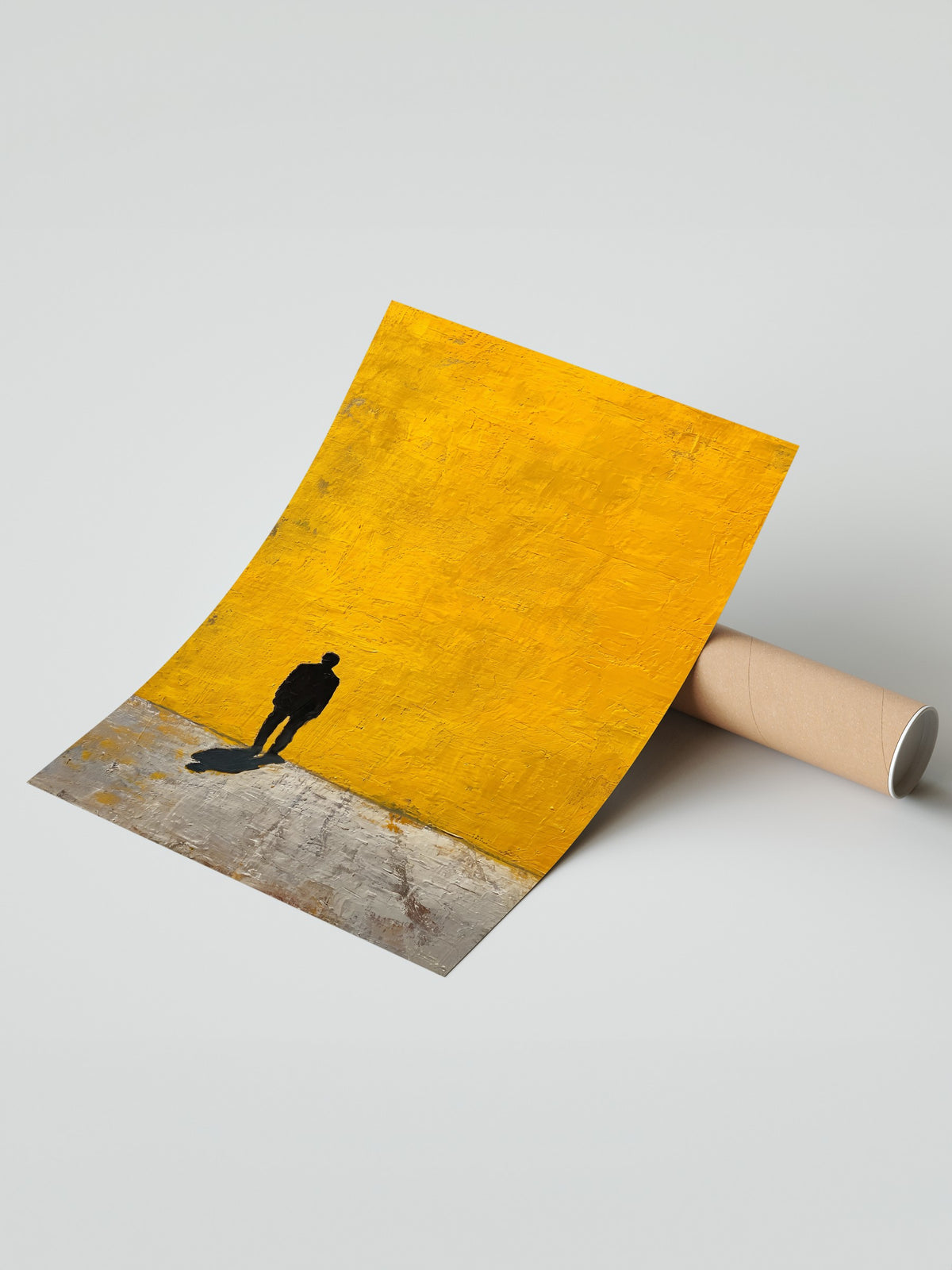 Sarı Duvarda Yalnız Yürüyüş Çerçevesiz Poster