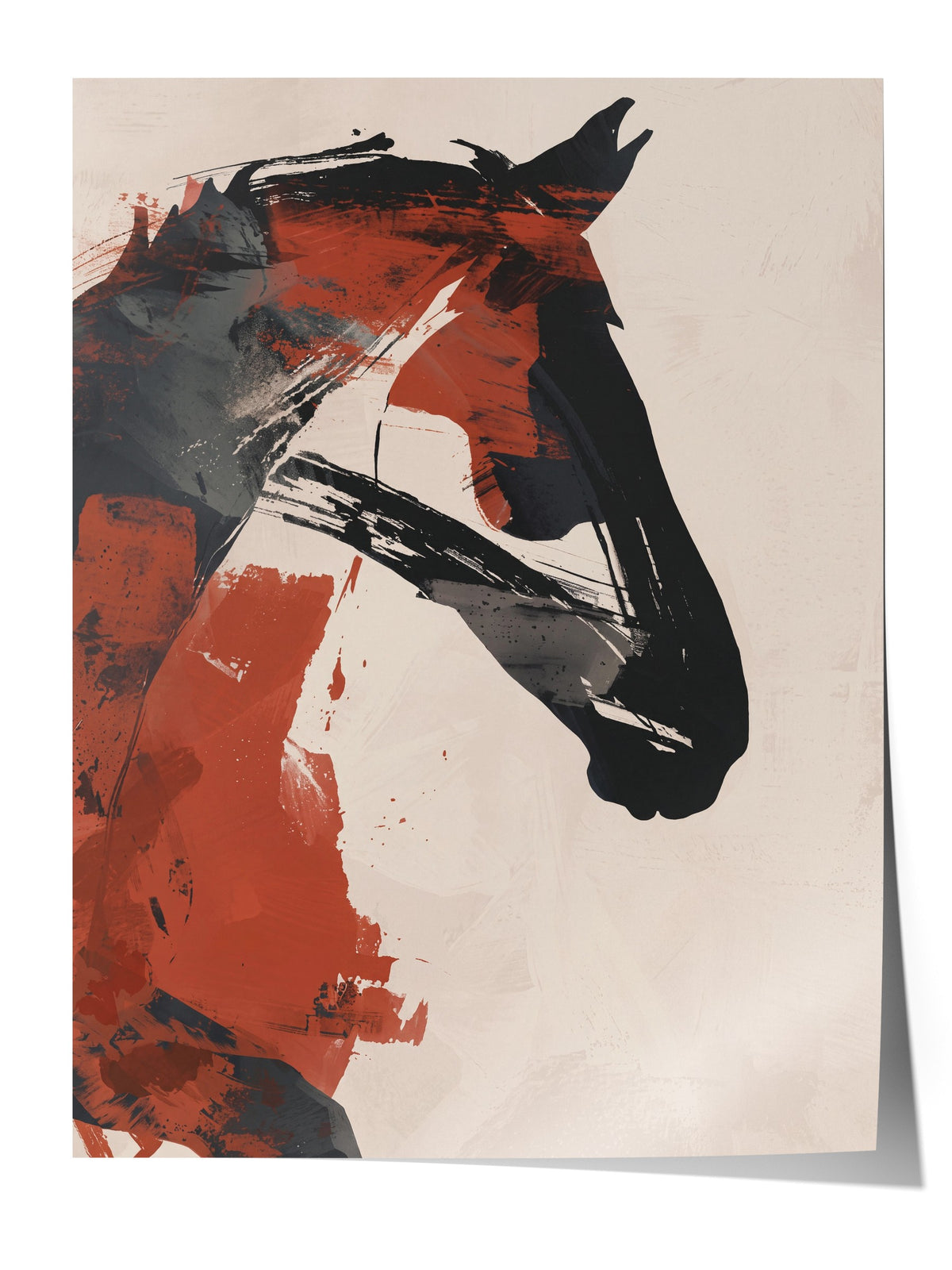 Soyut Fırça Darbeli At Portresi Çerçevesiz Poster