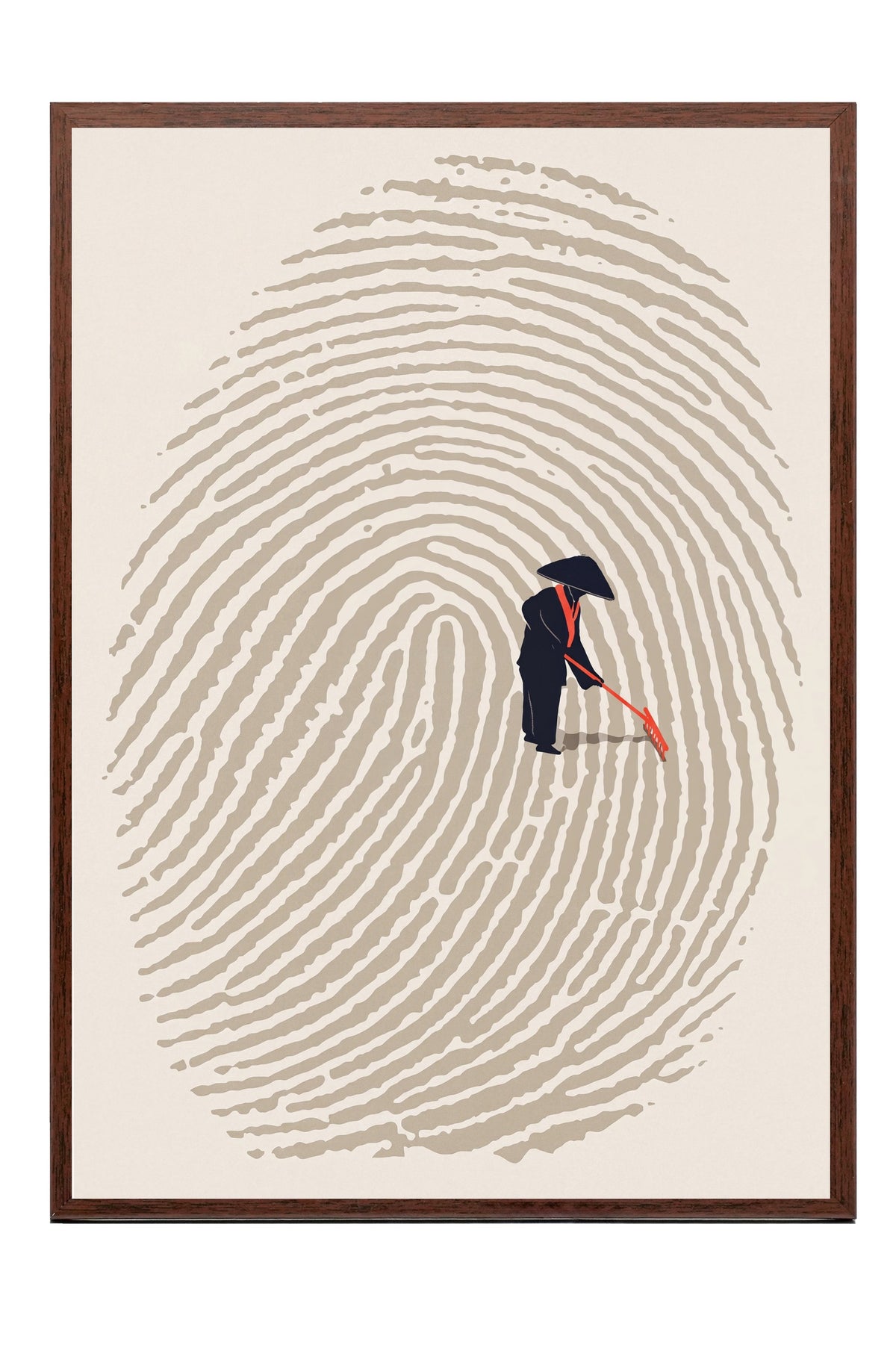 Parmak İzinde Bahçıvan Poster – Kahverengi Çerçeveli Tablo
