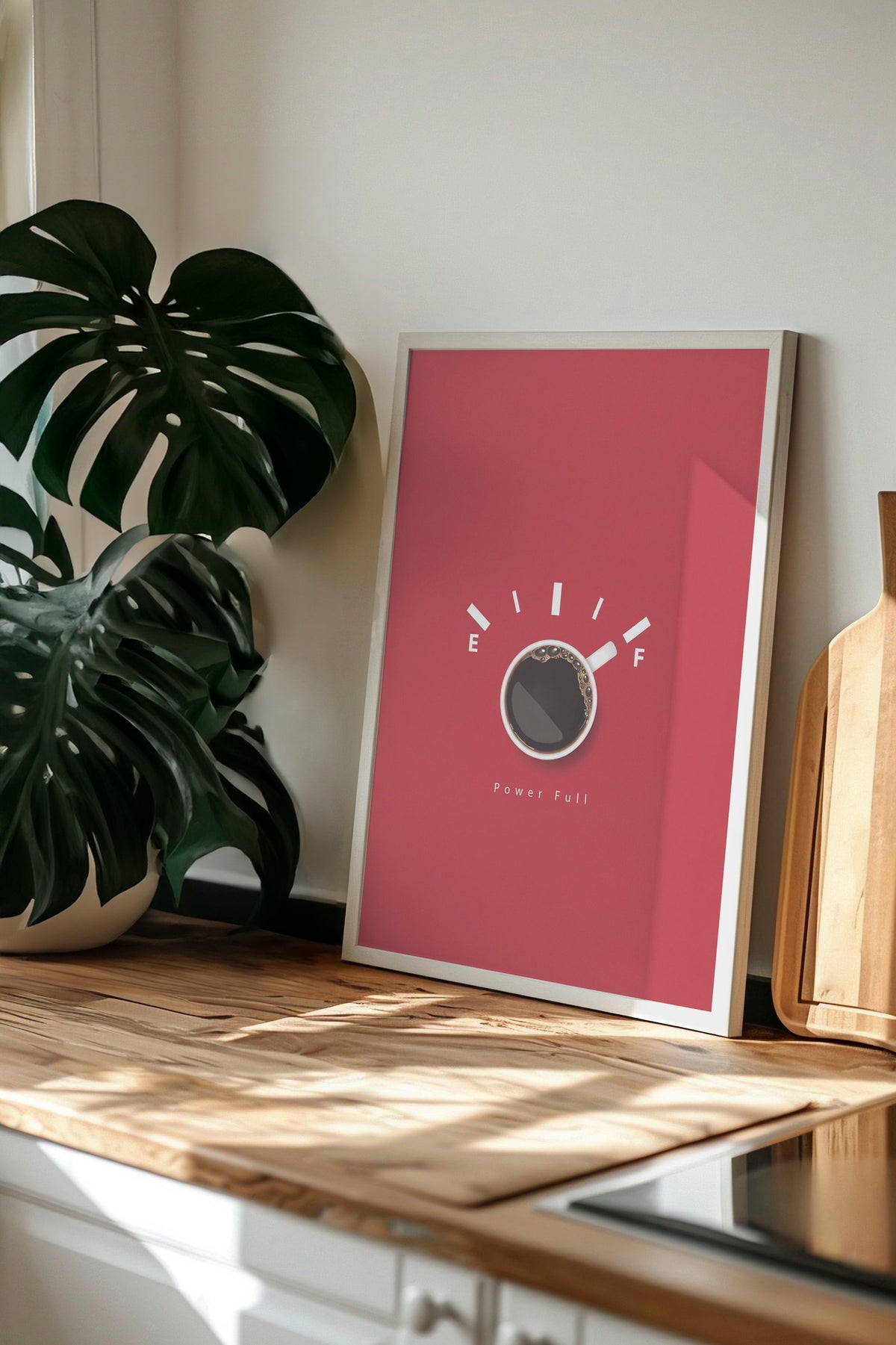 Yakıt Göstergeli Kahve Fincanı Poster – Beyaz Çerçeveli Tablo