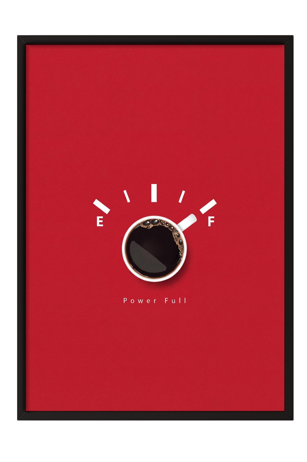 Yakıt Göstergeli Kahve Fincanı Poster – Siyah Çerçeveli Tablo