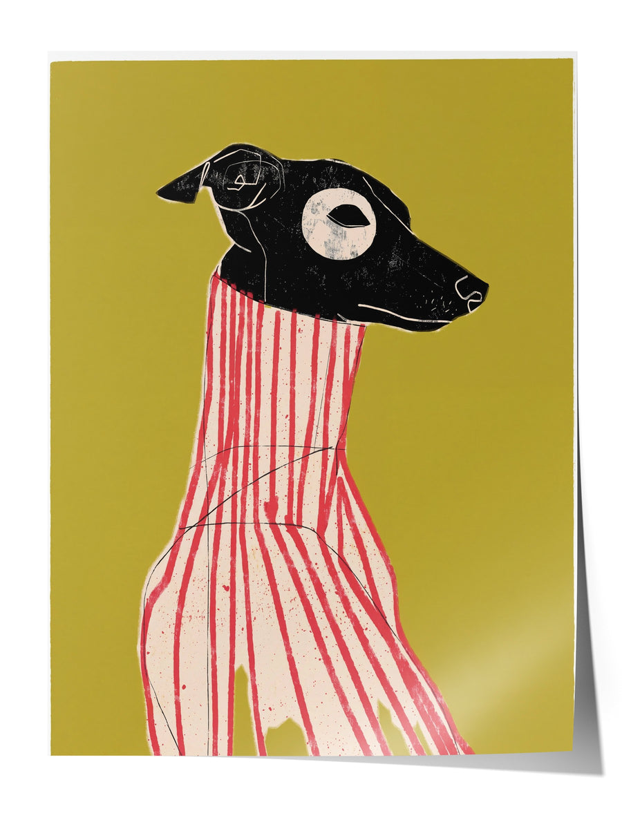 Çizgili Zarafet Köpek Portresi Çerçevesiz Poster