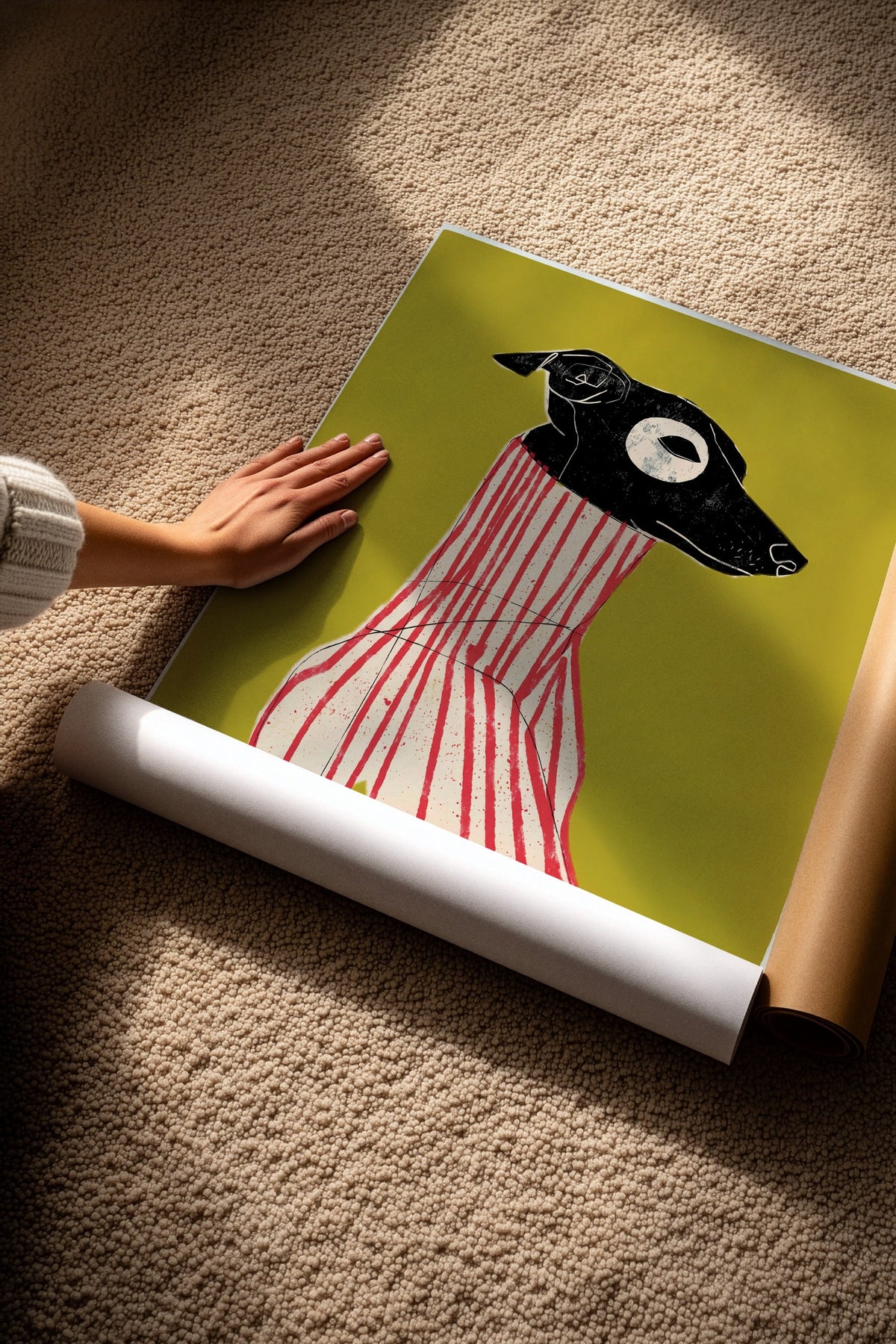 Çizgili Zarafet Köpek Portresi Çerçevesiz Poster