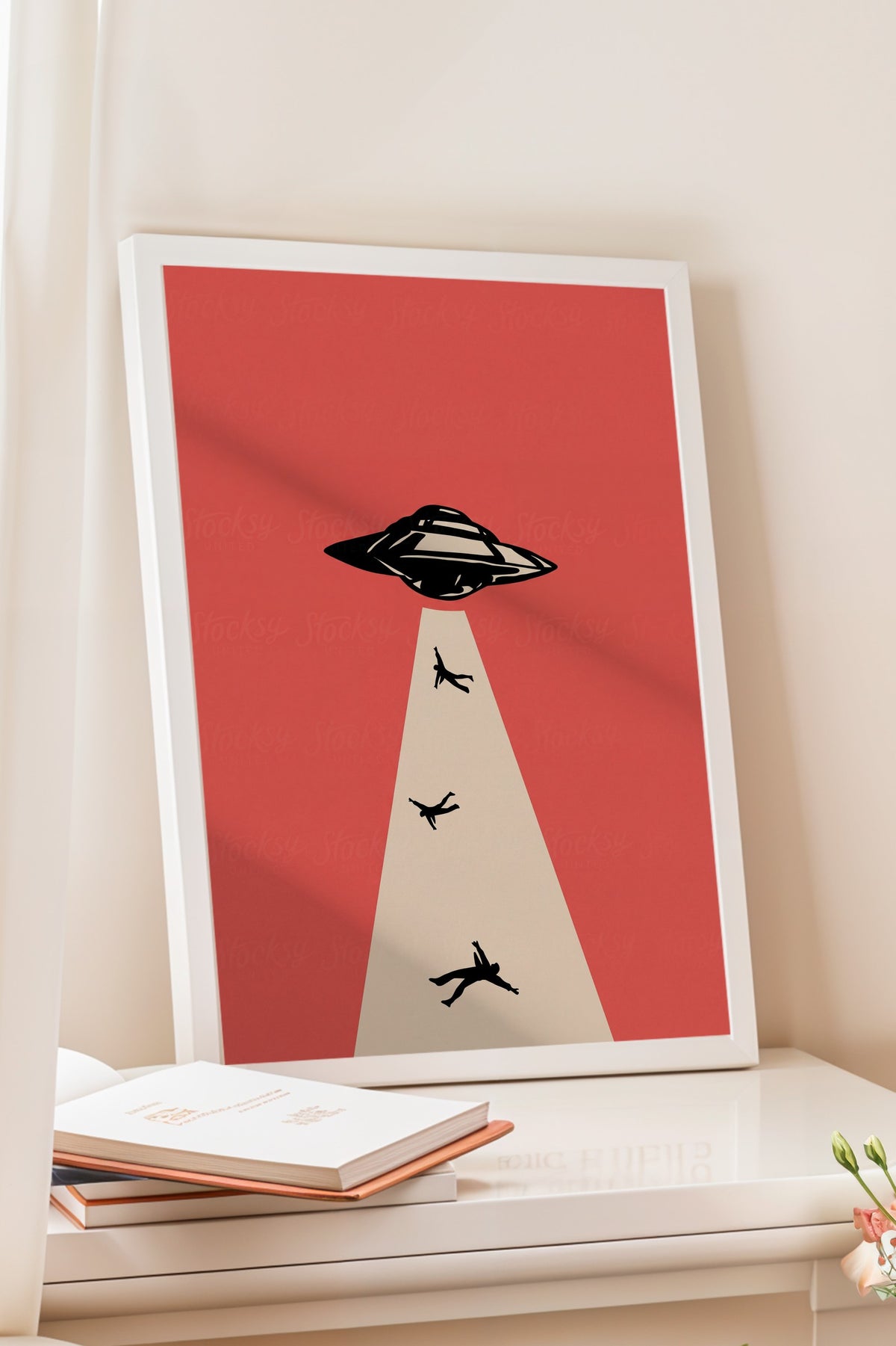 Uzaylı Kaçırma Sahnesi Poster – Beyaz Çerçeveli Tablo
