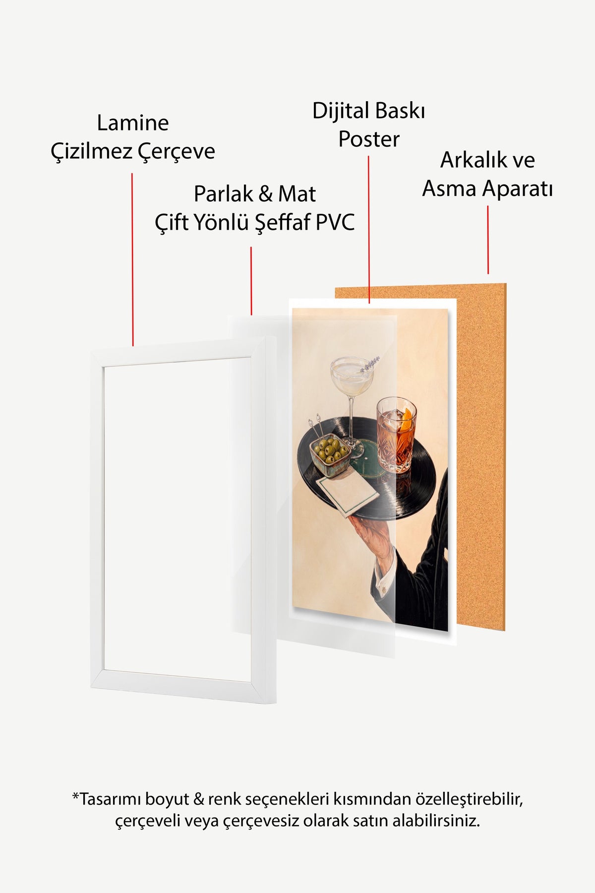 Kokteyl Sunumu Poster – Beyaz Çerçeveli Tablo