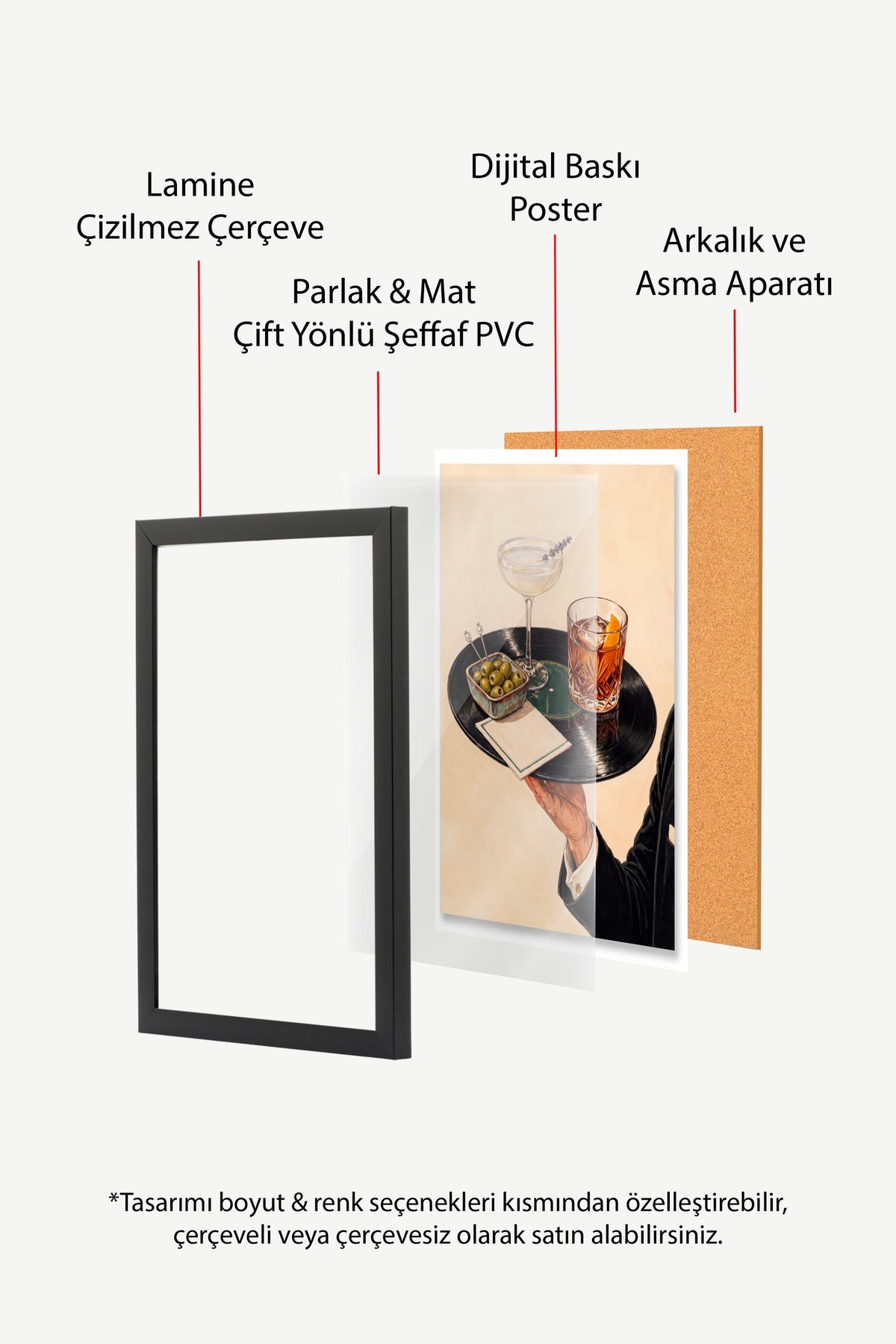 Kokteyl Sunumu Poster – Siyah Çerçeveli Tablo