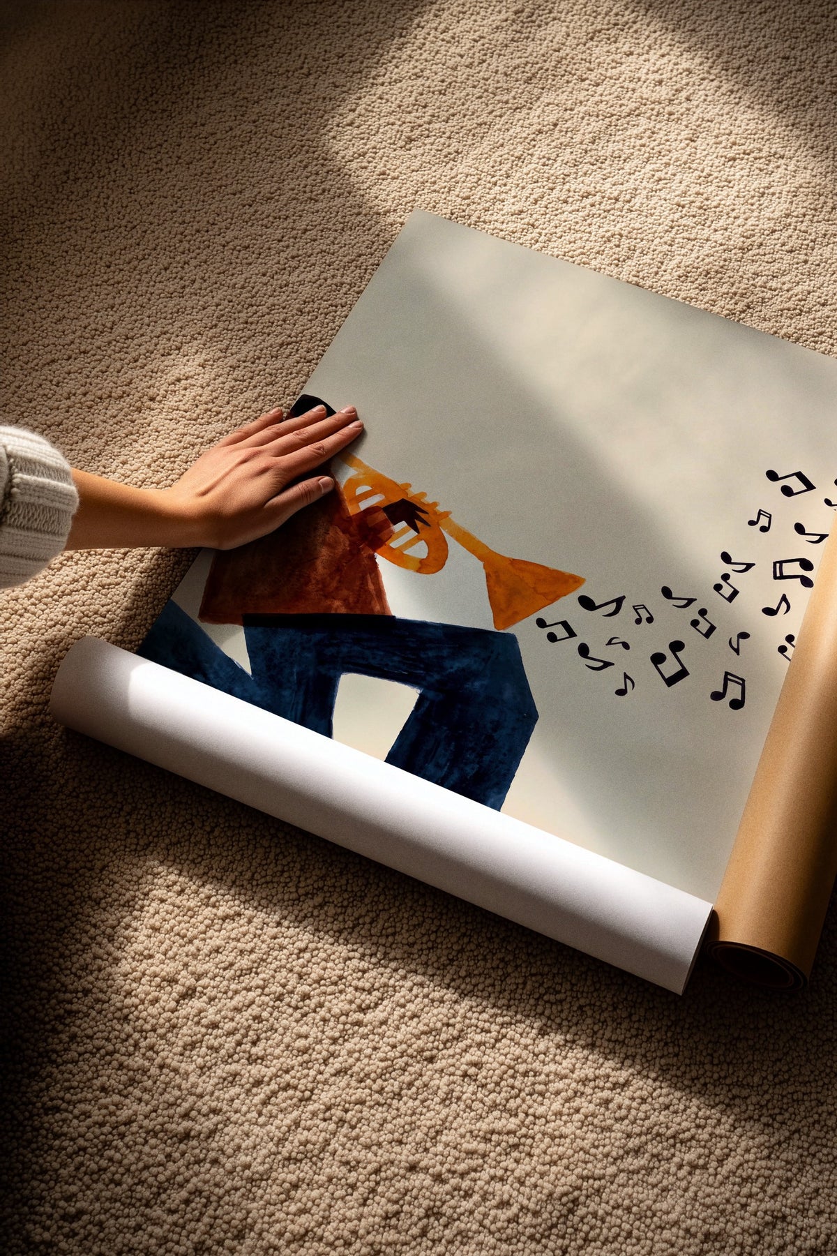 Trompet çalan figür Çerçevesiz Poster