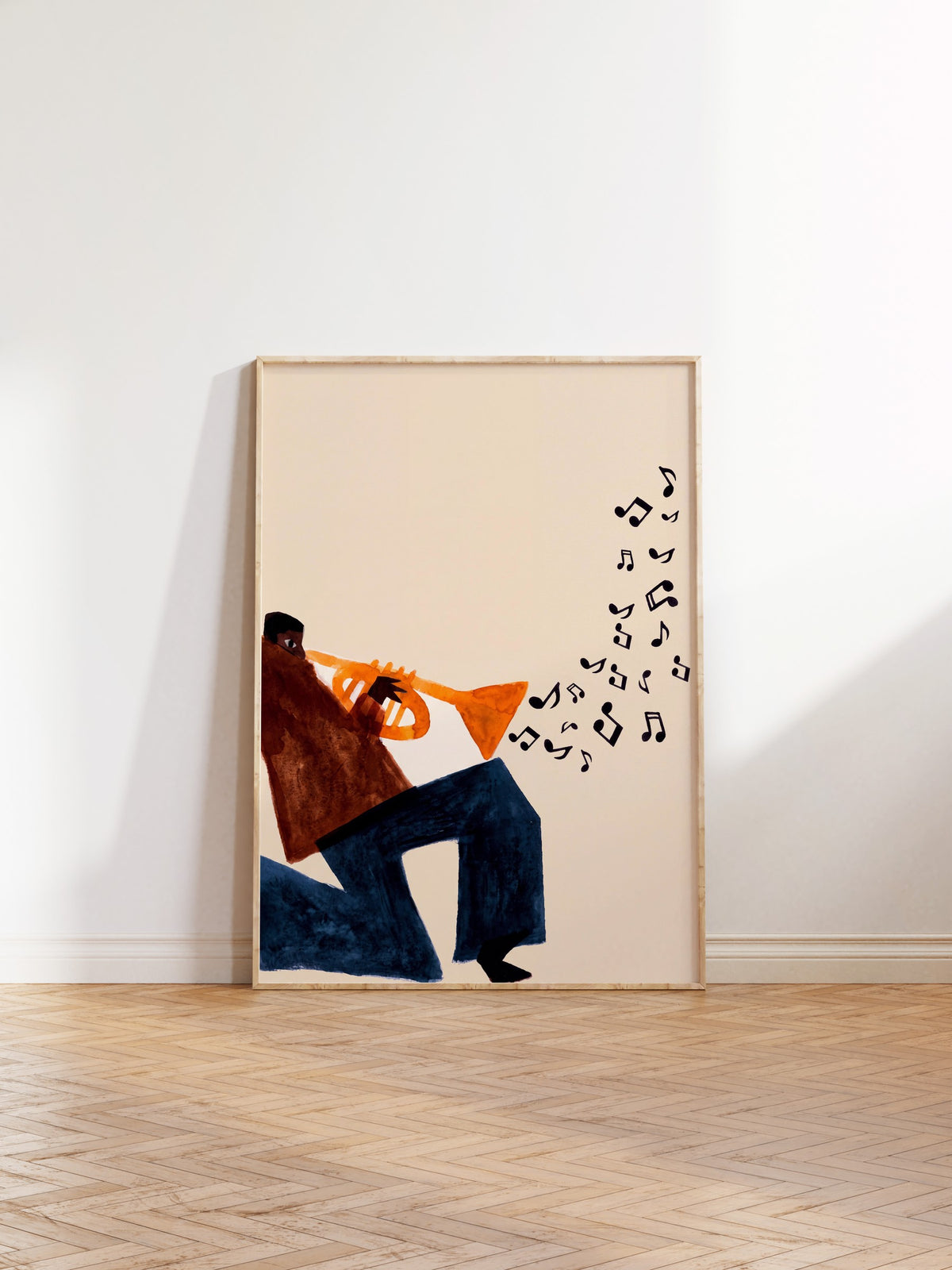 Trompet çalan figür Poster – Ahşap Çerçeveli Tablo