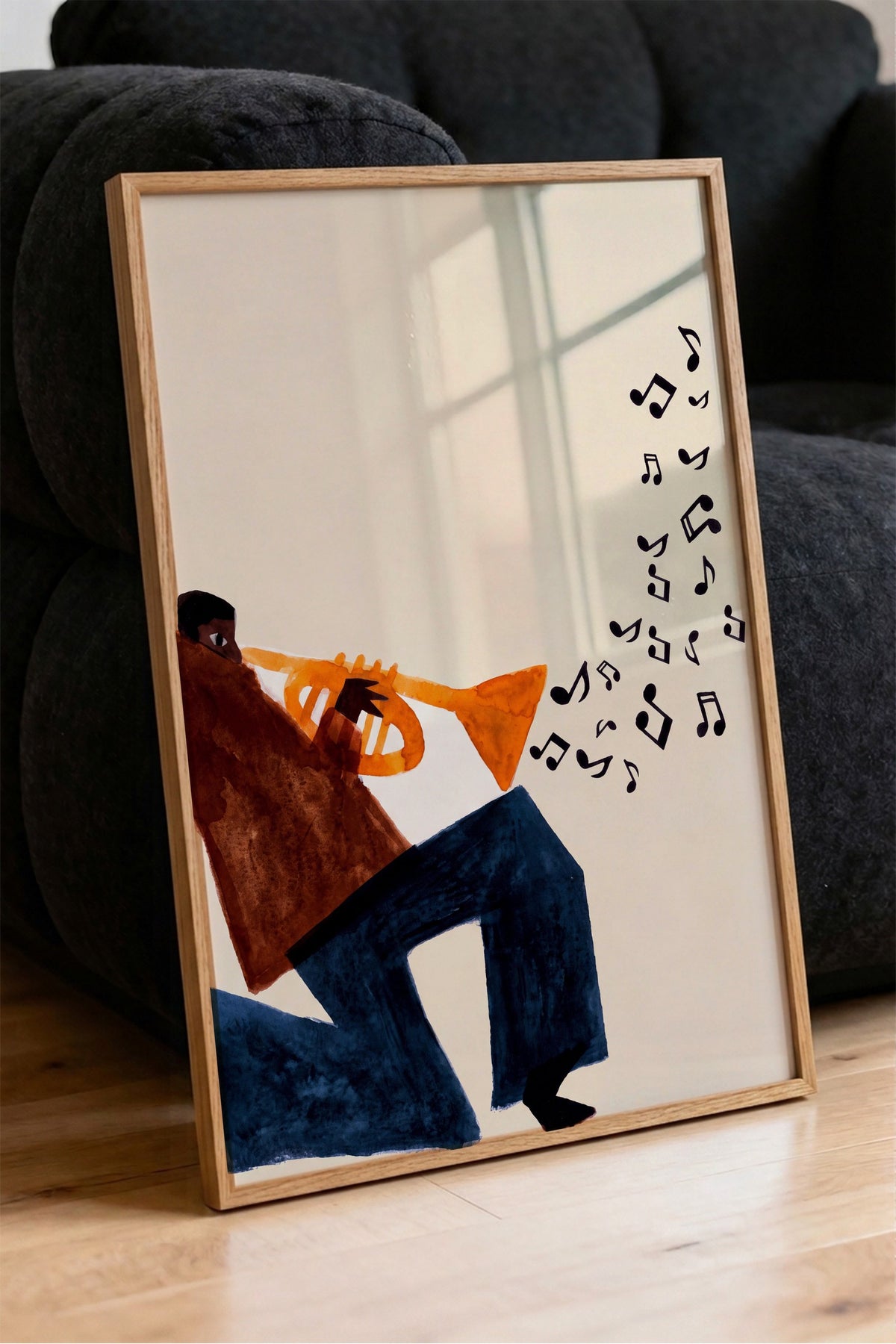 Trompet çalan figür Poster – Ahşap Çerçeveli Tablo