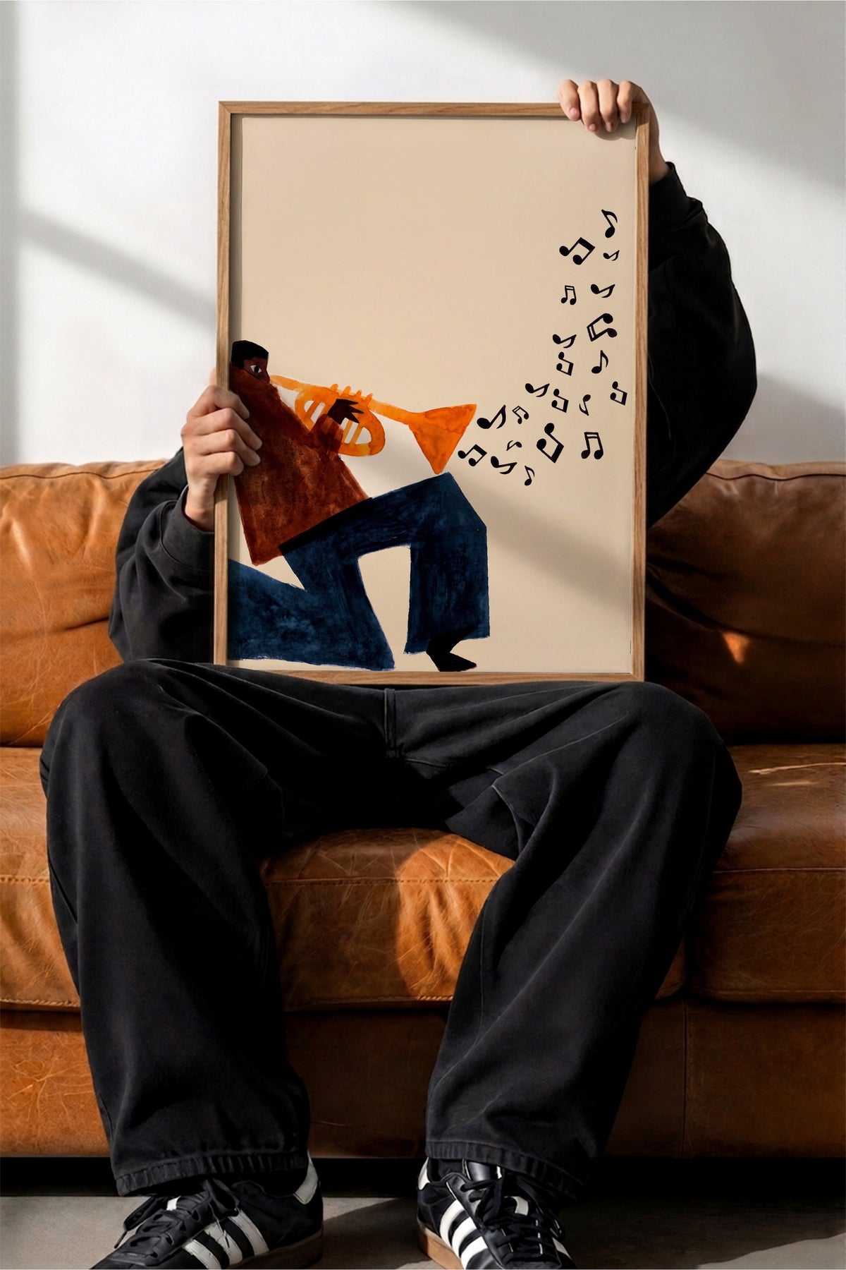 Trompet çalan figür Poster – Ahşap Çerçeveli Tablo