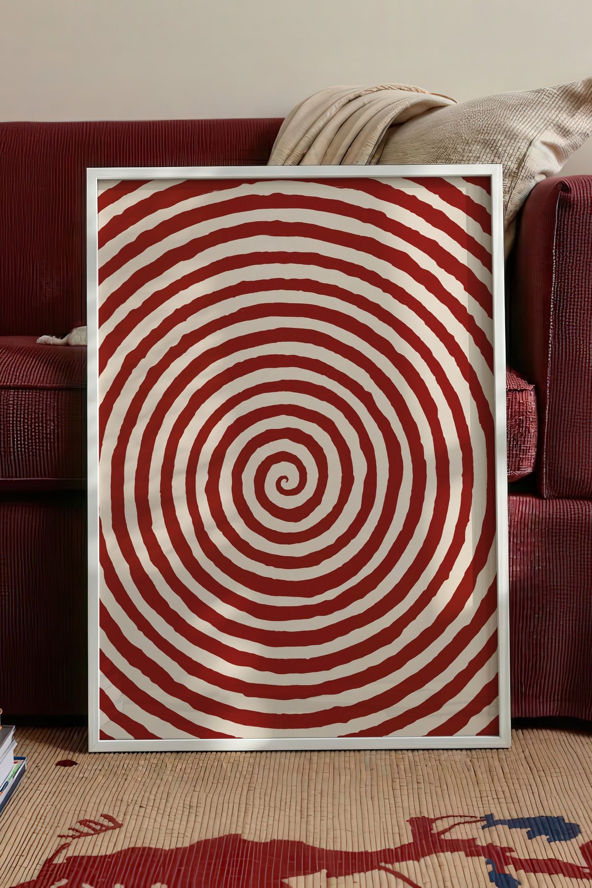 Kıvrımlı Dairesel Desen Poster – Beyaz Çerçeveli Tablo