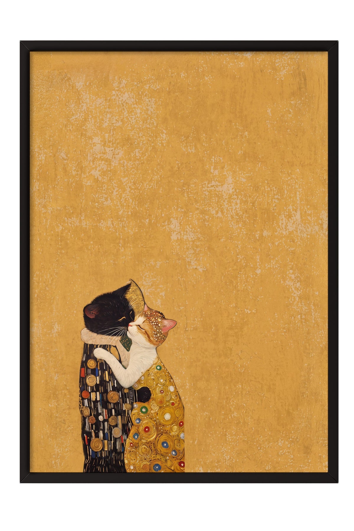 Sarılmakta Olan Kediler Poster – Siyah Çerçeveli Tablo