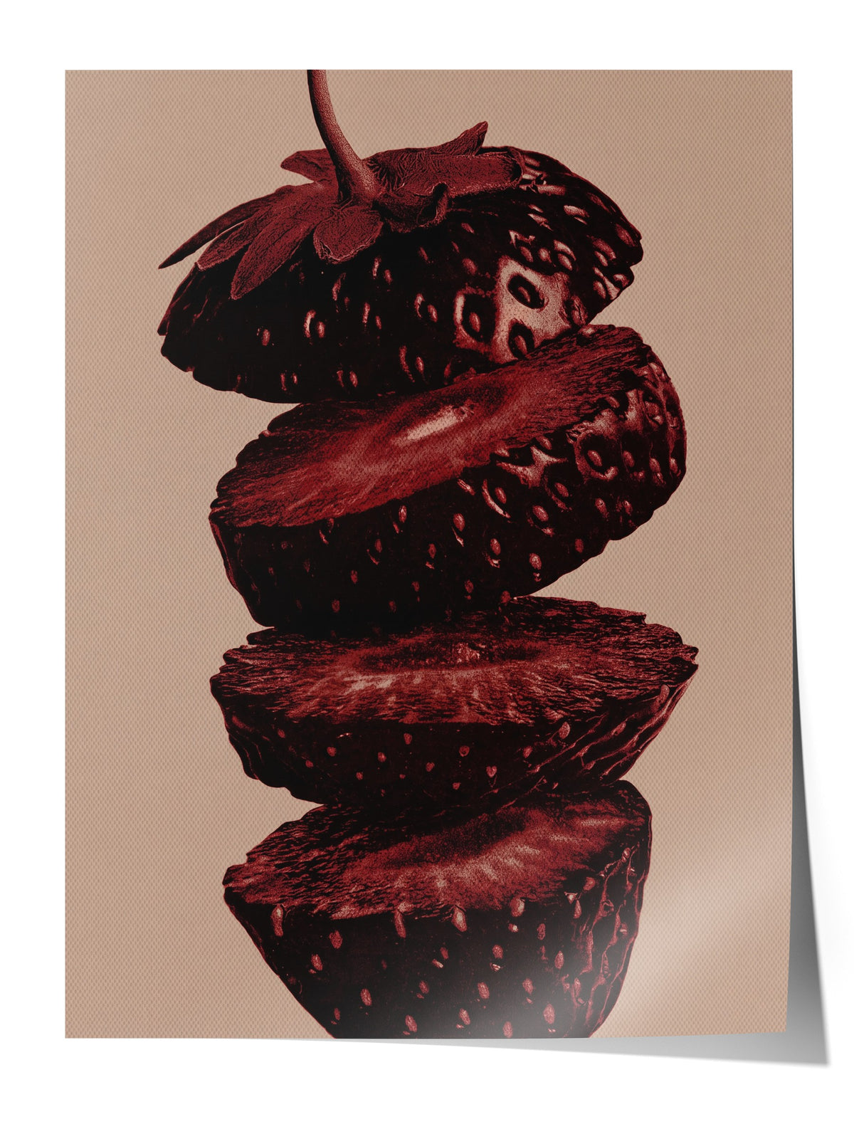 Asimetrik Kesilmiş Çilekler Çerçevesiz Poster