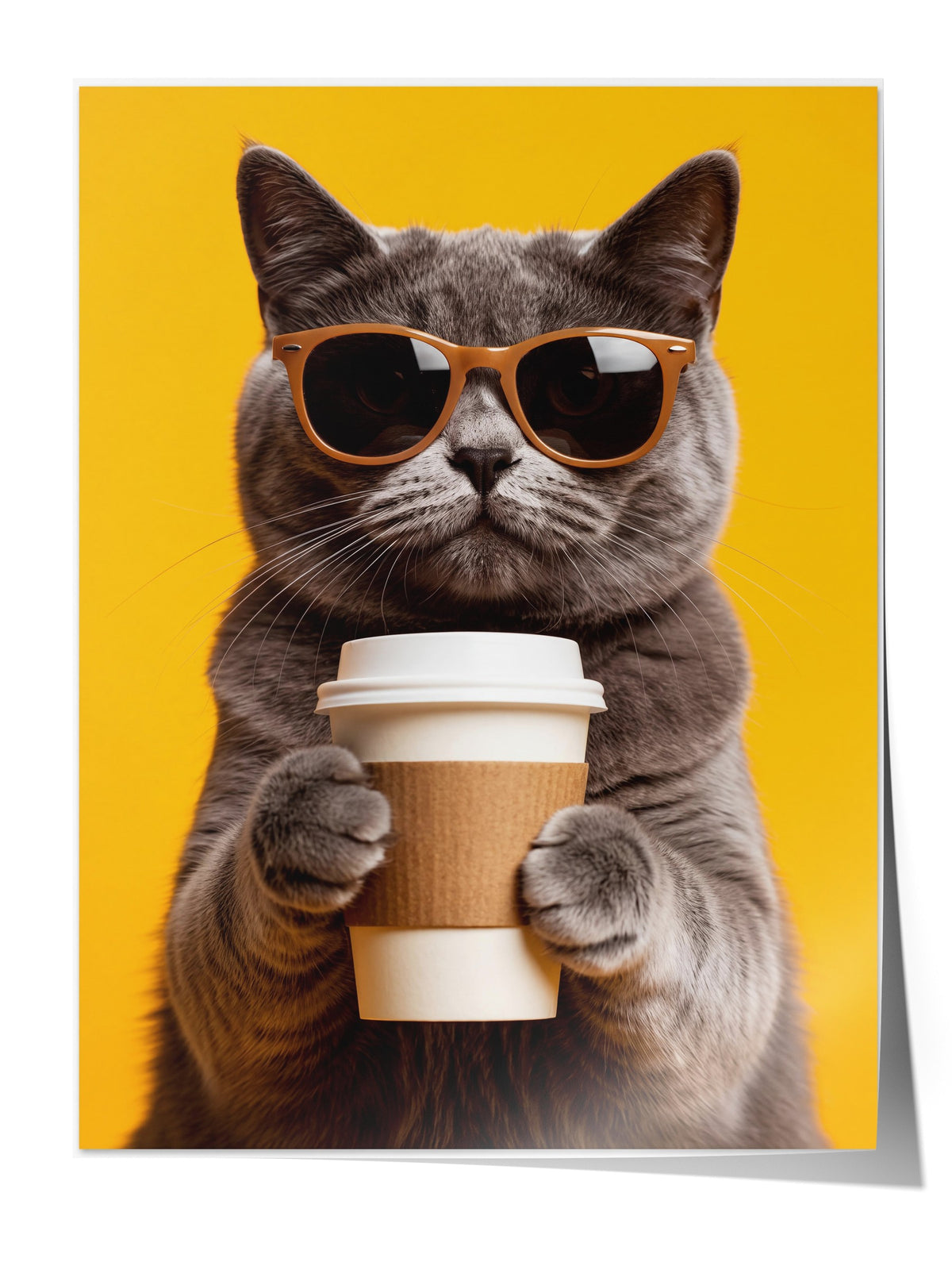 Gözlük Takan Kedi Çerçevesiz Poster