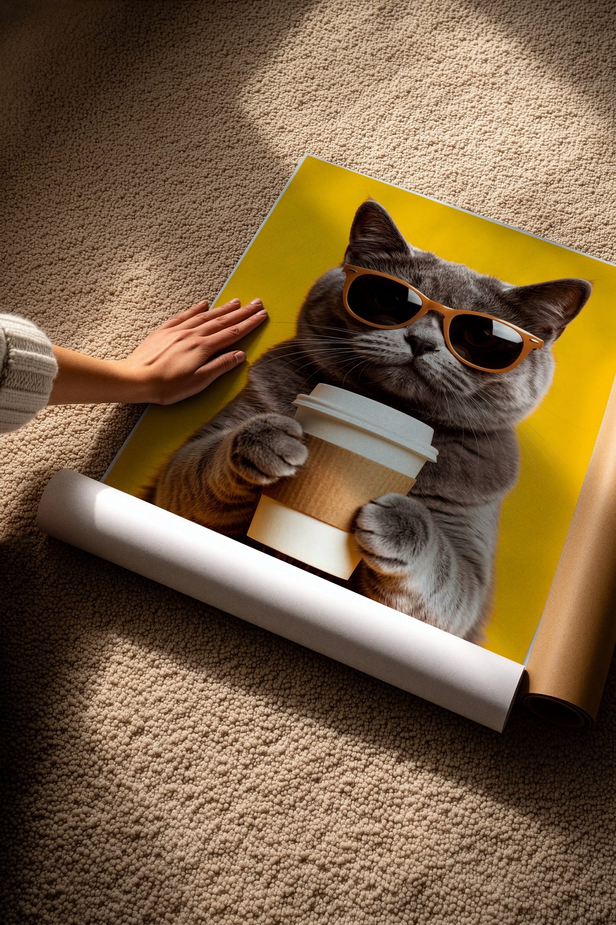 Gözlük Takan Kedi Çerçevesiz Poster