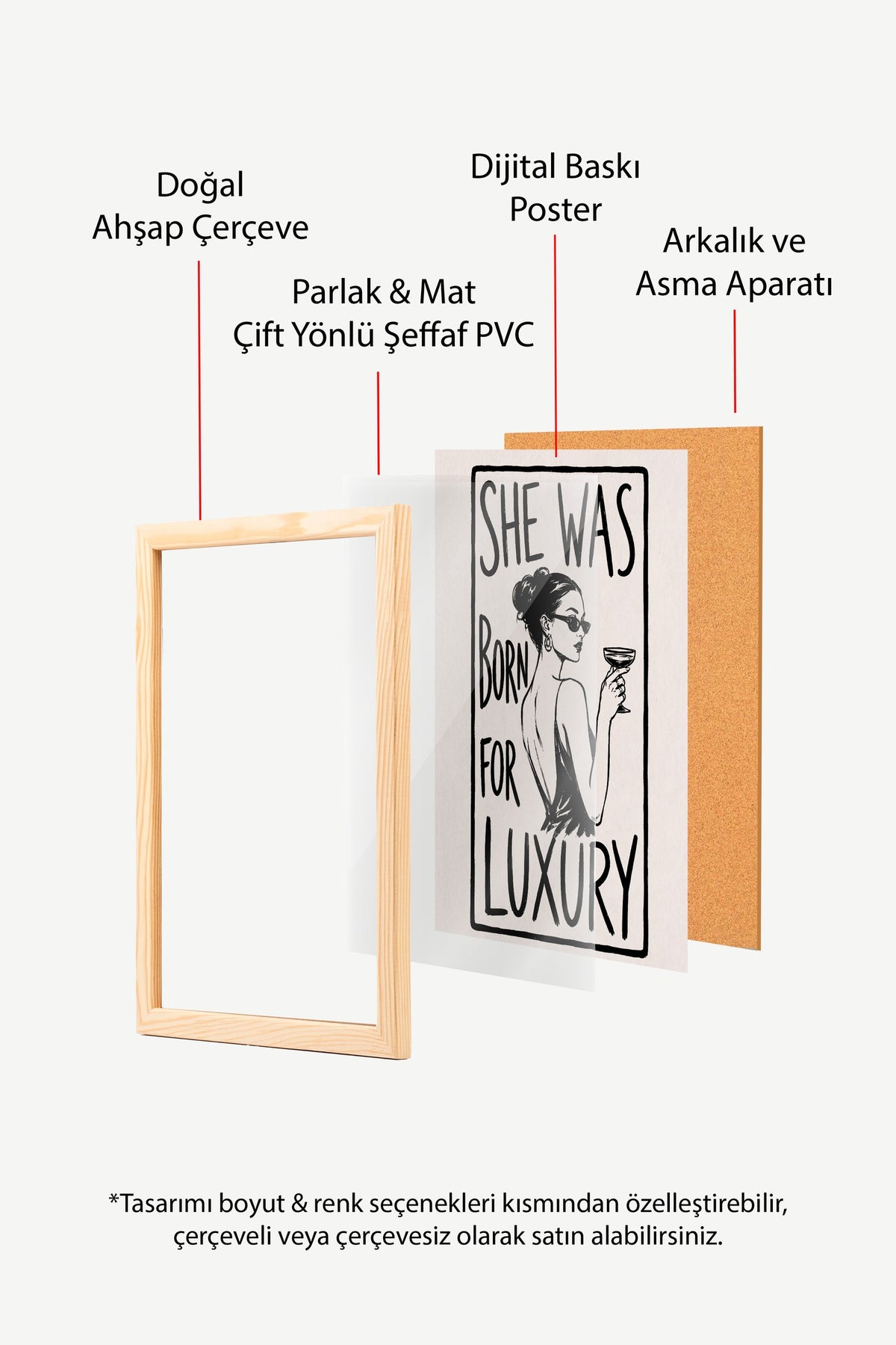 SHE WAS BORN FOR LUXURY Poster – Ahşap Çerçeveli Tablo