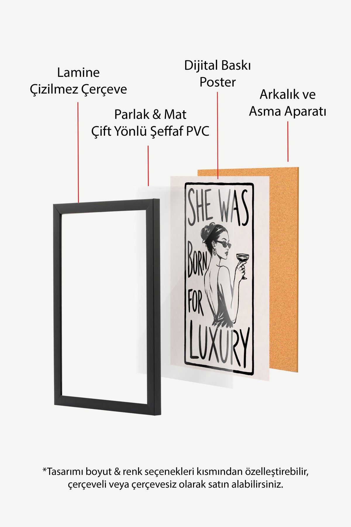 SHE WAS BORN FOR LUXURY Poster – Siyah Çerçeveli Tablo