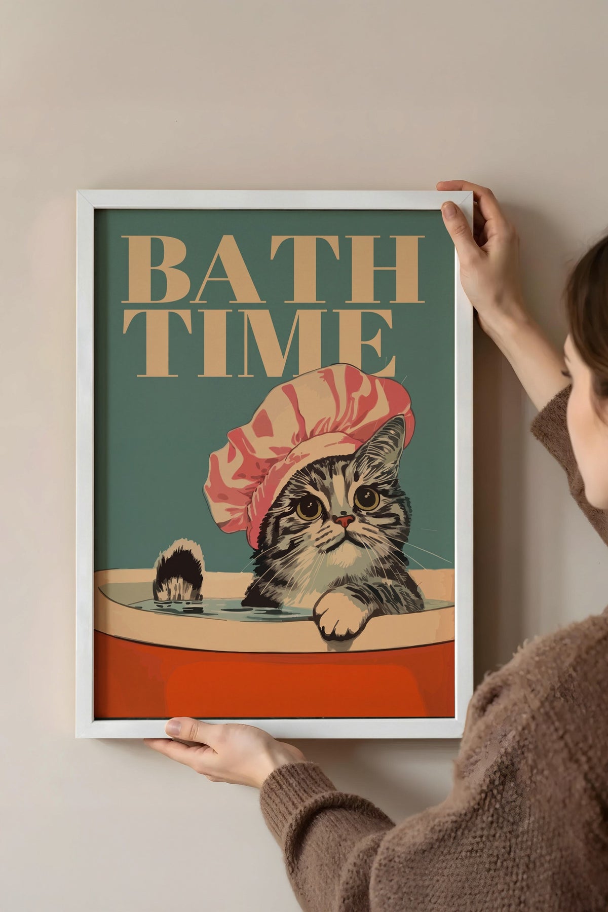 BATH TIME Poster – Beyaz Çerçeveli Tablo