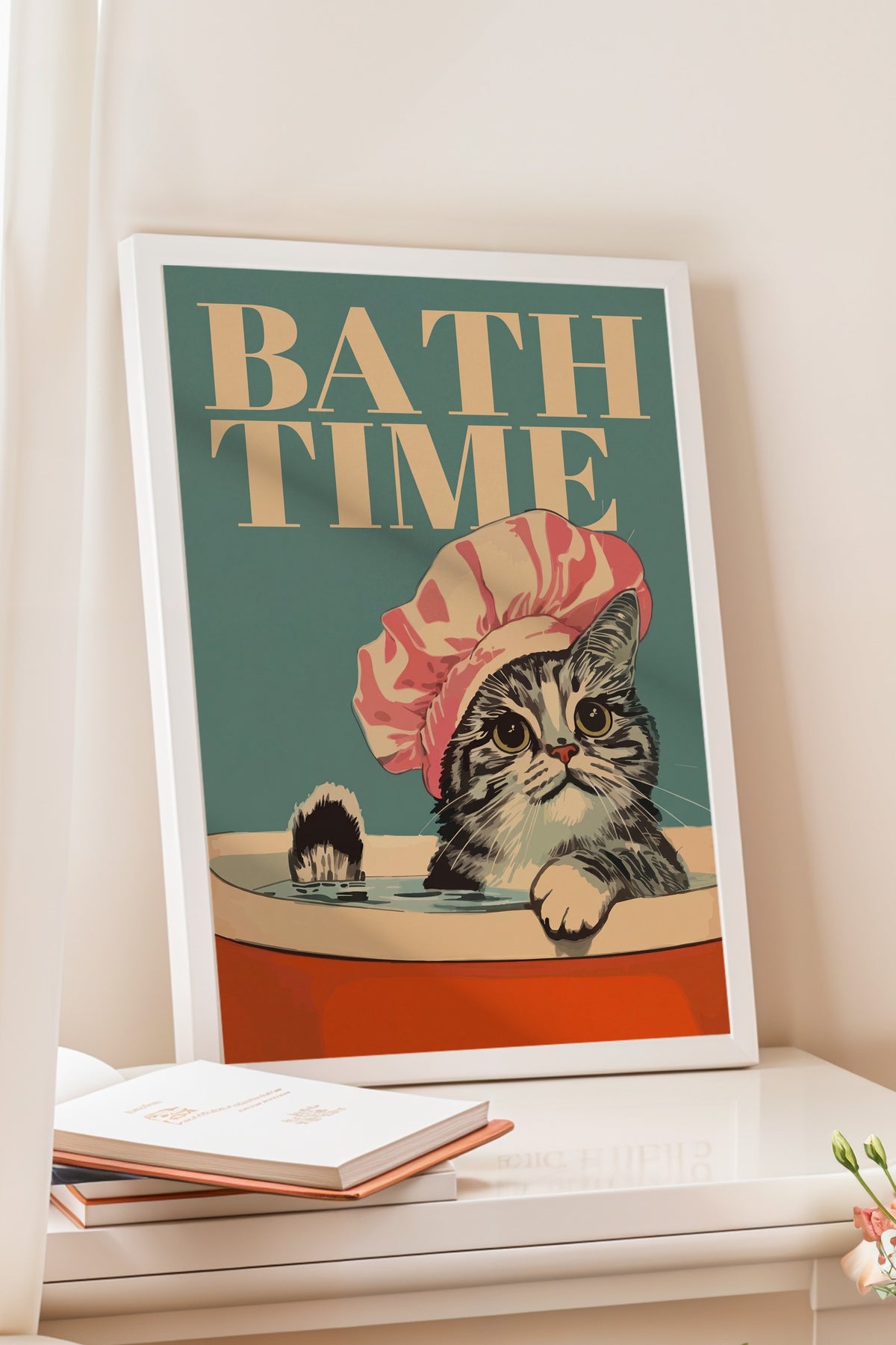 BATH TIME Poster – Beyaz Çerçeveli Tablo
