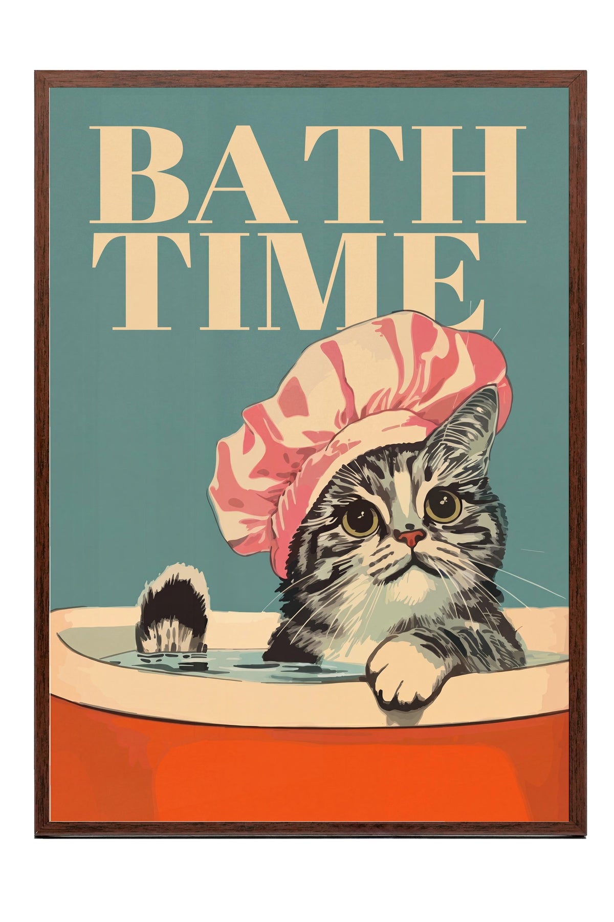 BATH TIME Poster – Kahverengi Çerçeveli Tablo