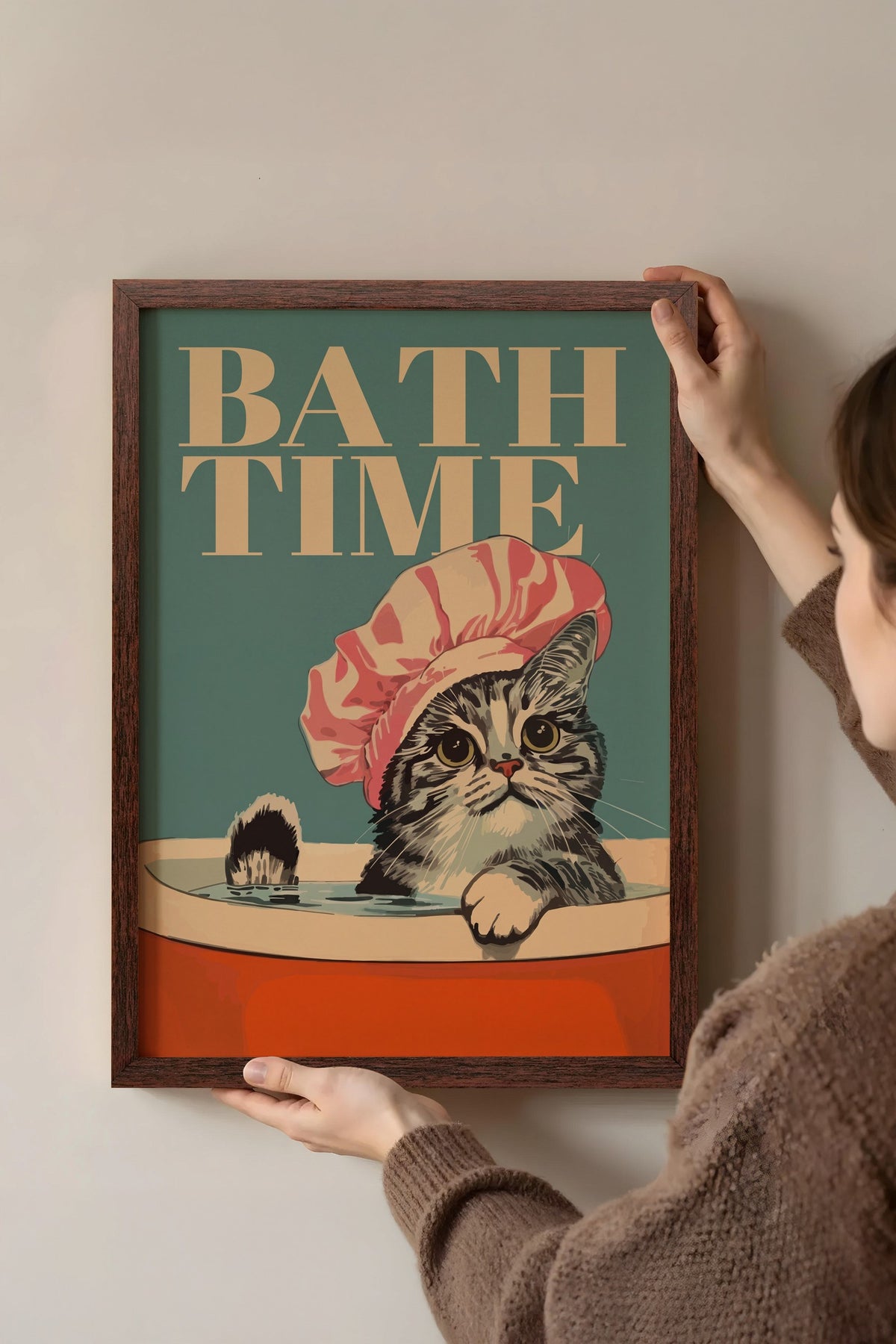BATH TIME Poster – Kahverengi Çerçeveli Tablo