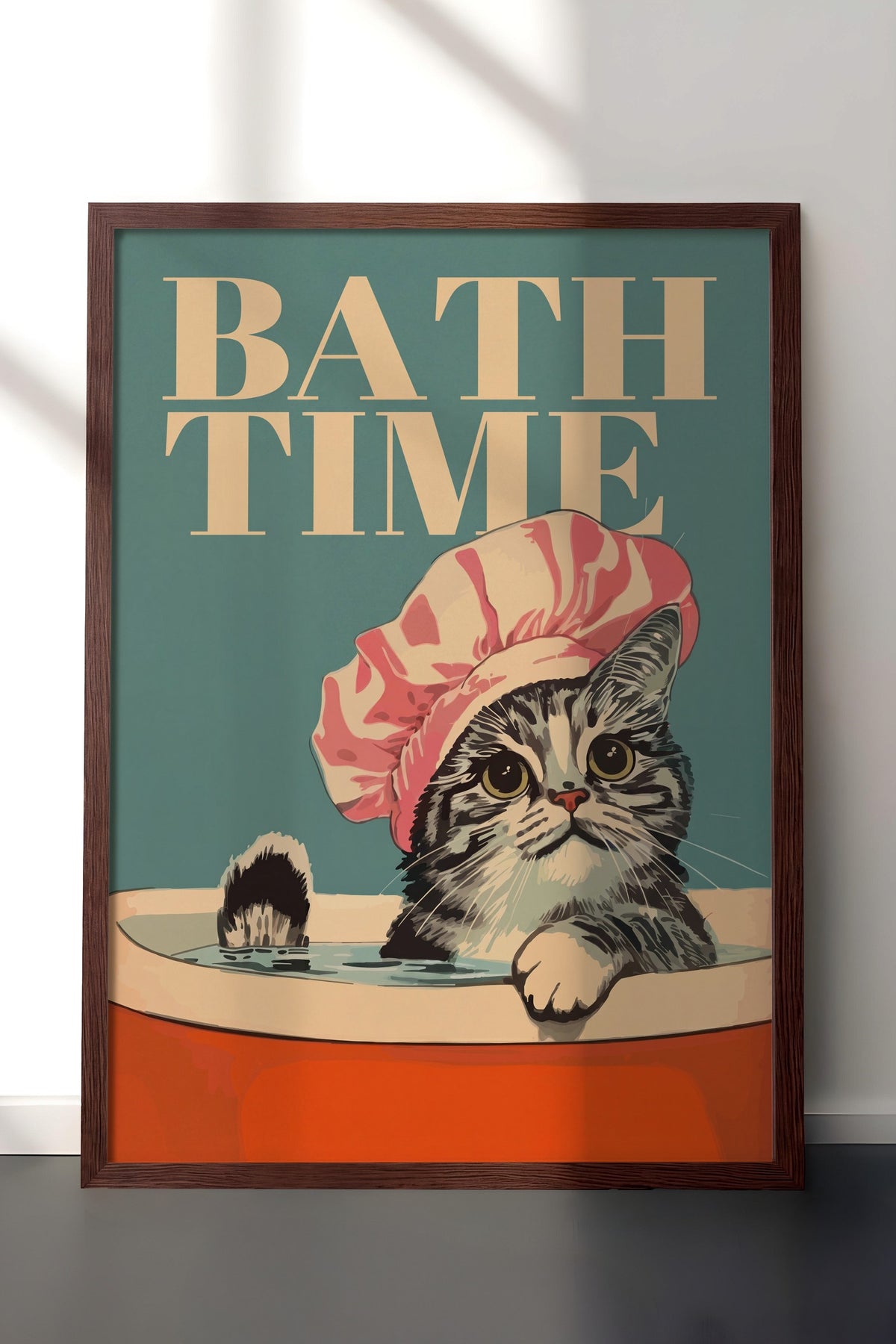 BATH TIME Poster – Kahverengi Çerçeveli Tablo