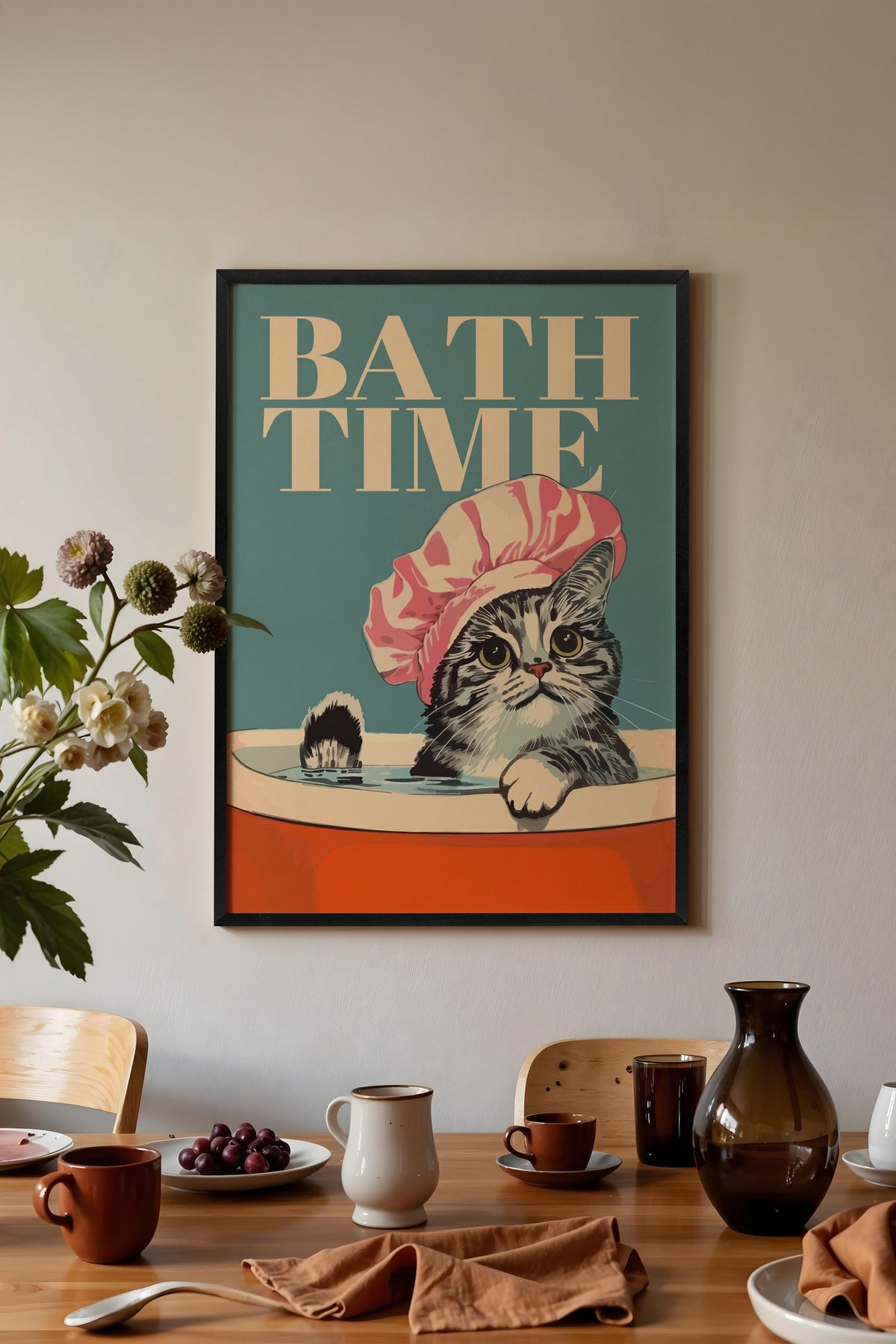 BATH TIME Poster – Siyah Çerçeveli Tablo