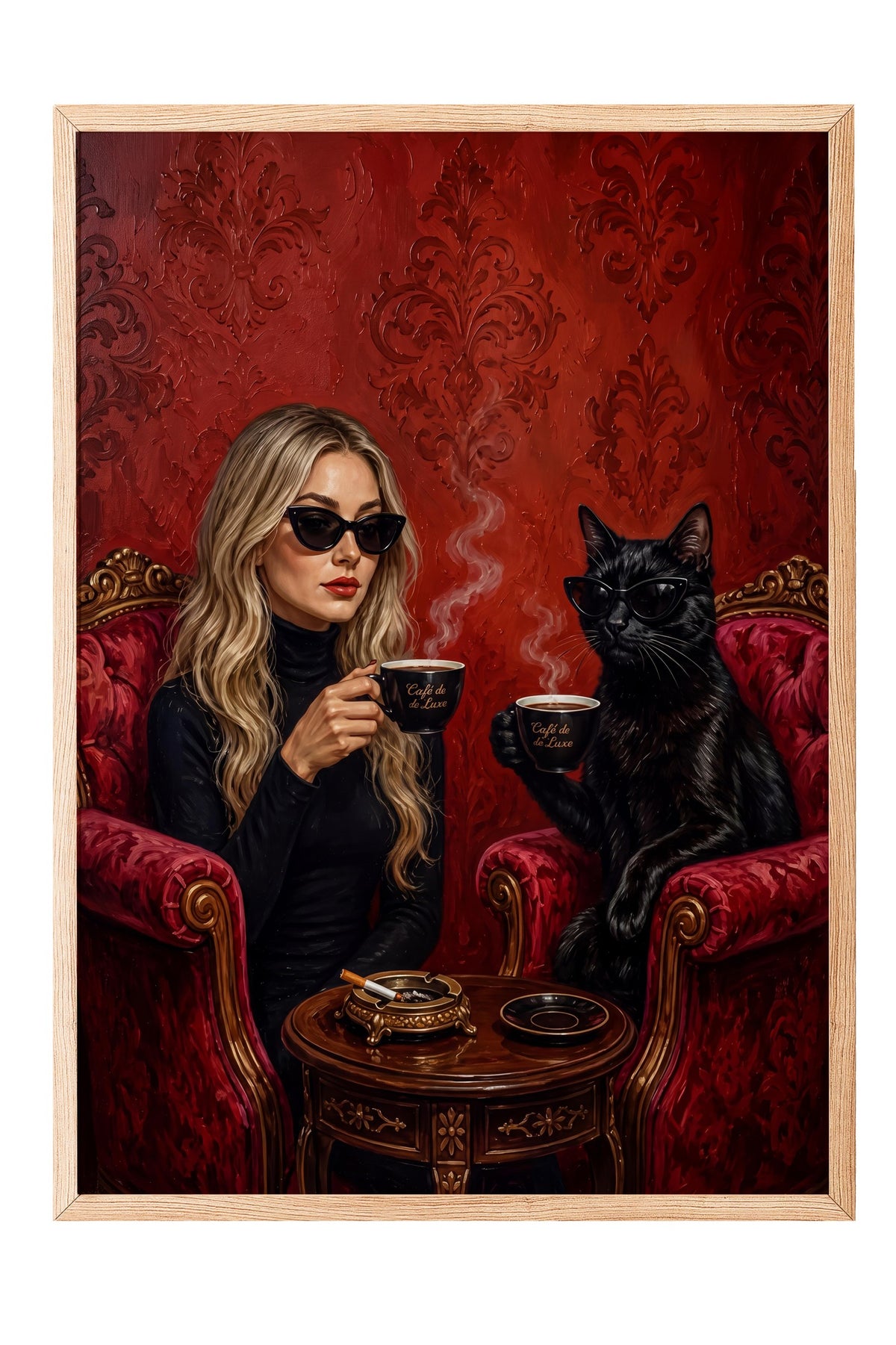 Kahve Sohbeti Poster – Ahşap Çerçeveli Tablo