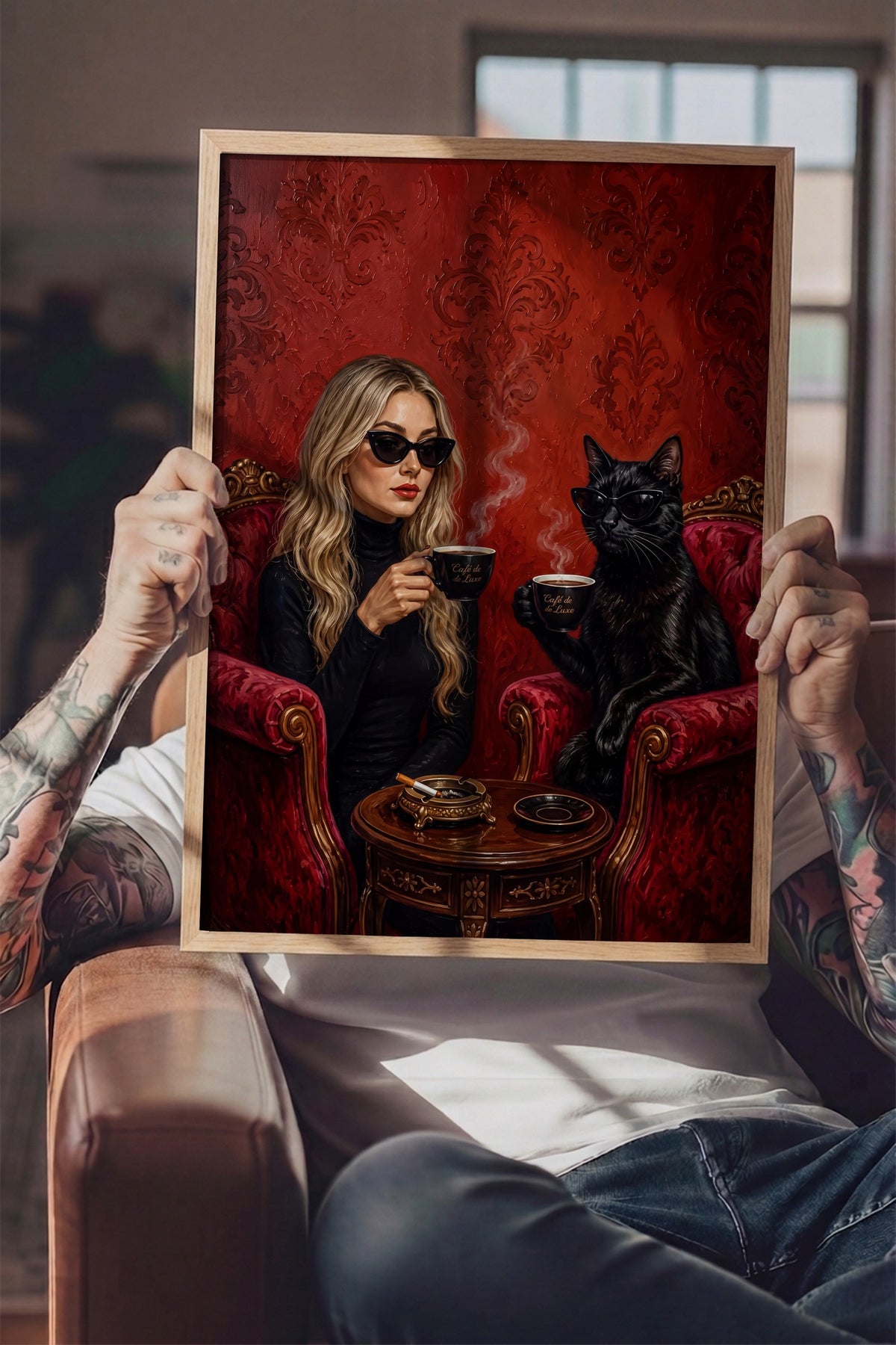 Kahve Sohbeti Poster – Ahşap Çerçeveli Tablo