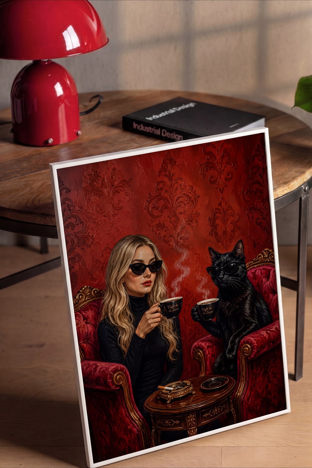 Kahve Sohbeti Poster – Beyaz Çerçeveli Tablo