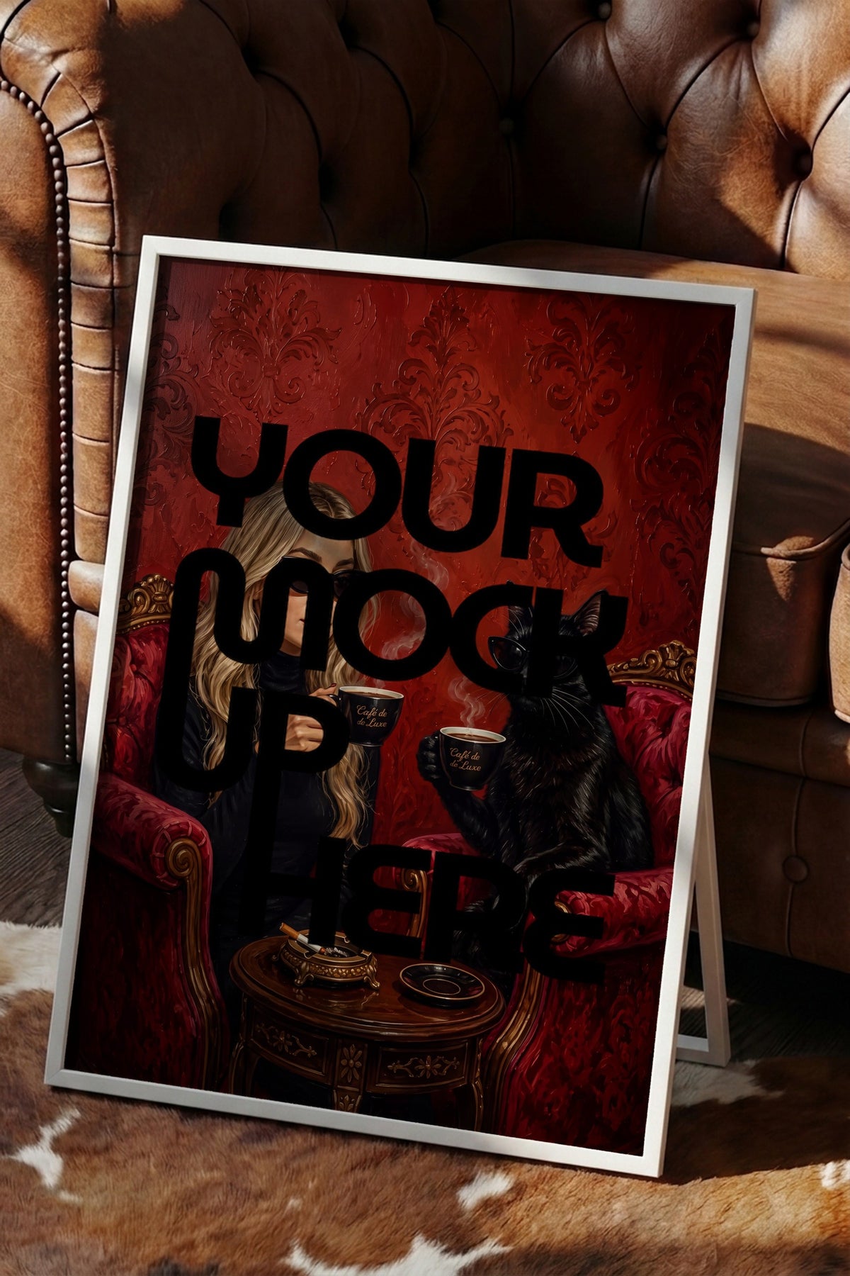 Kahve Sohbeti Poster – Beyaz Çerçeveli Tablo
