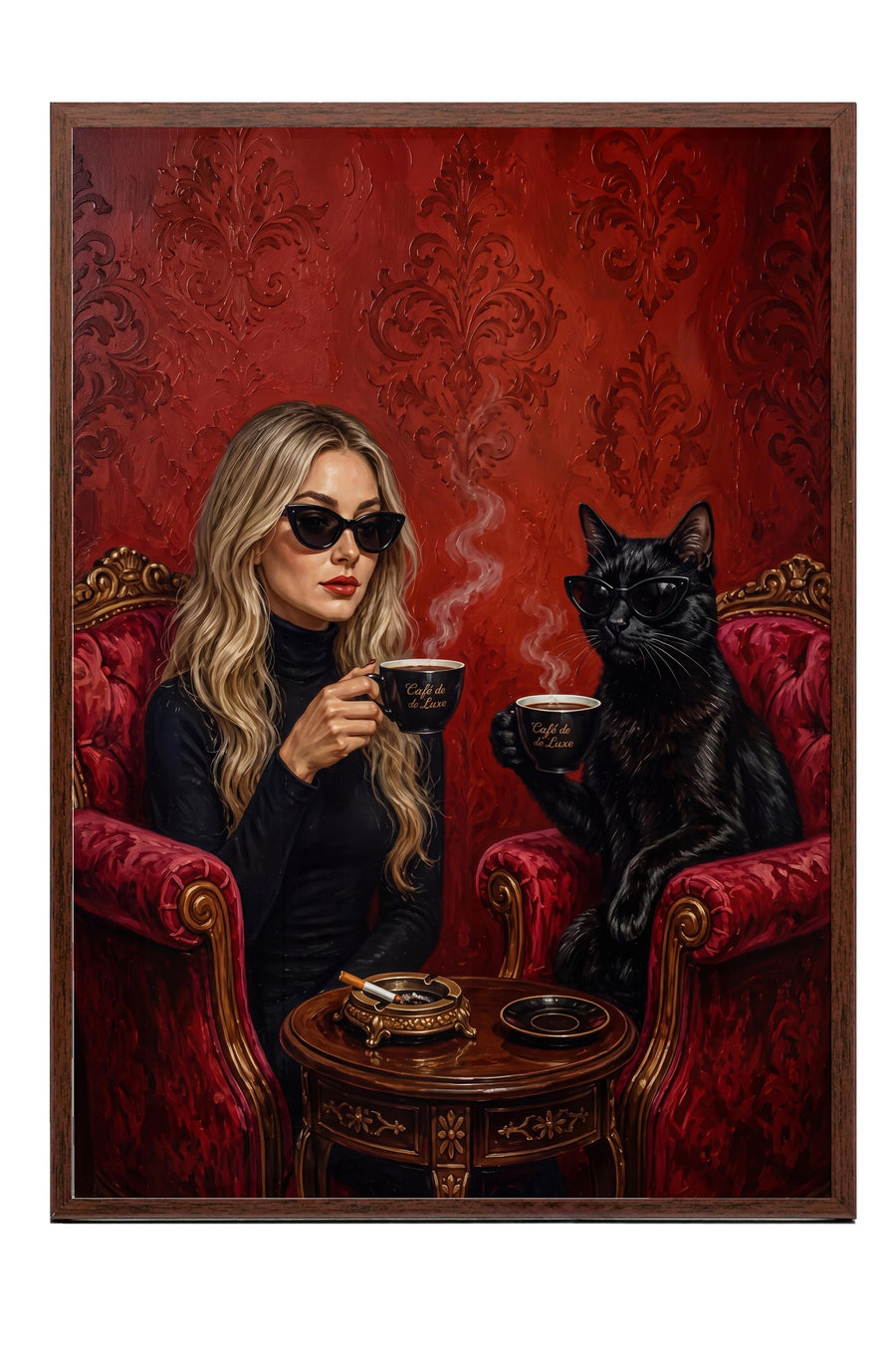 Kahve Sohbeti Poster – Kahverengi Çerçeveli Tablo