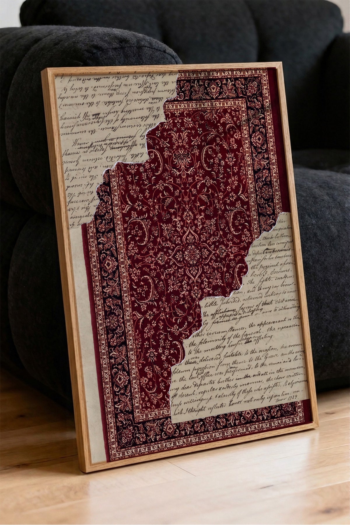 Desenli kolaj illüstrasyonu Poster – Ahşap Çerçeveli Tablo
