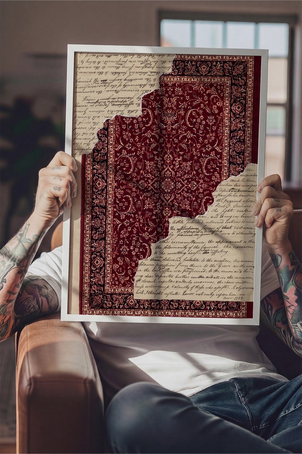 Desenli kolaj illüstrasyonu Poster – Beyaz Çerçeveli Tablo