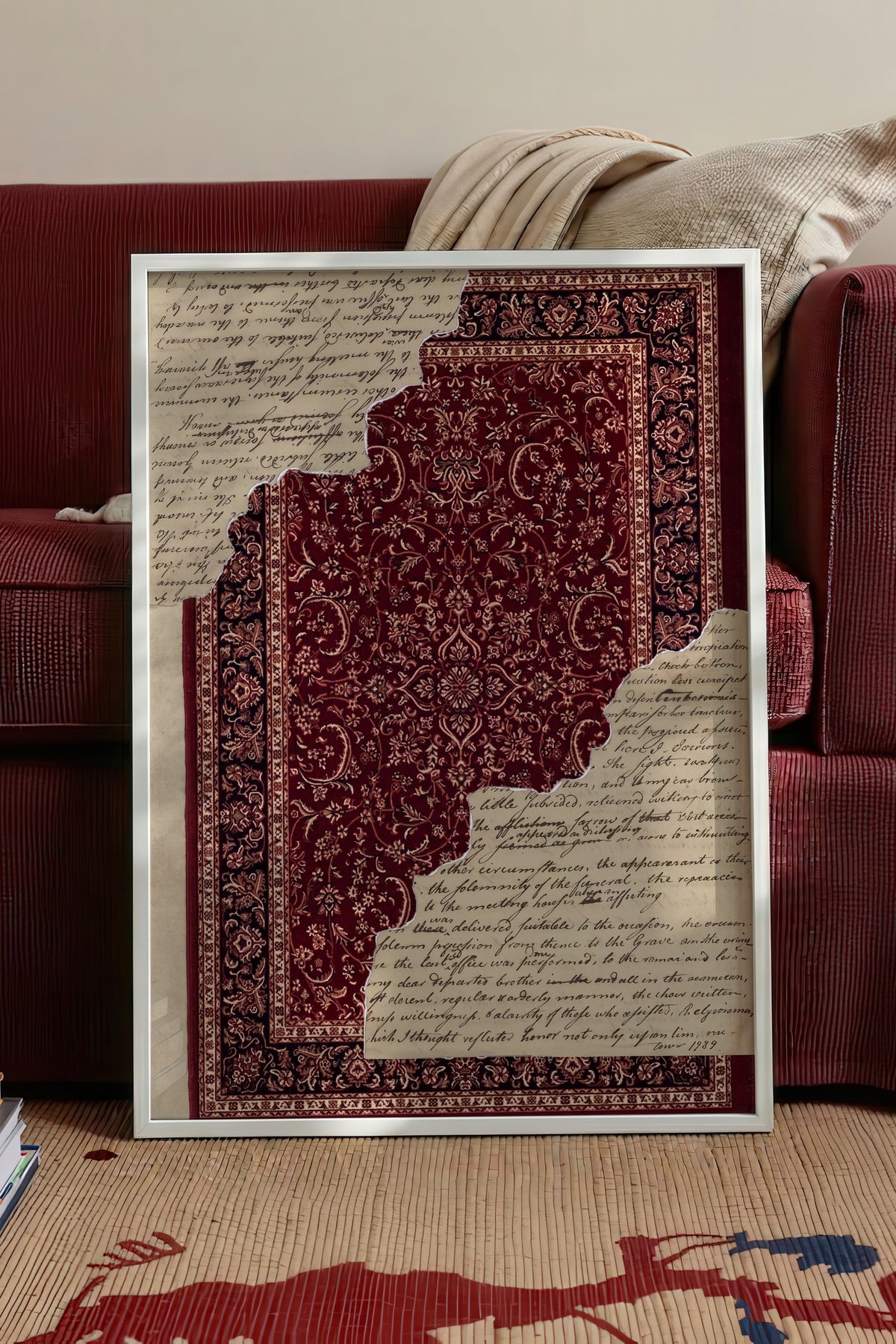 Desenli kolaj illüstrasyonu Poster – Beyaz Çerçeveli Tablo
